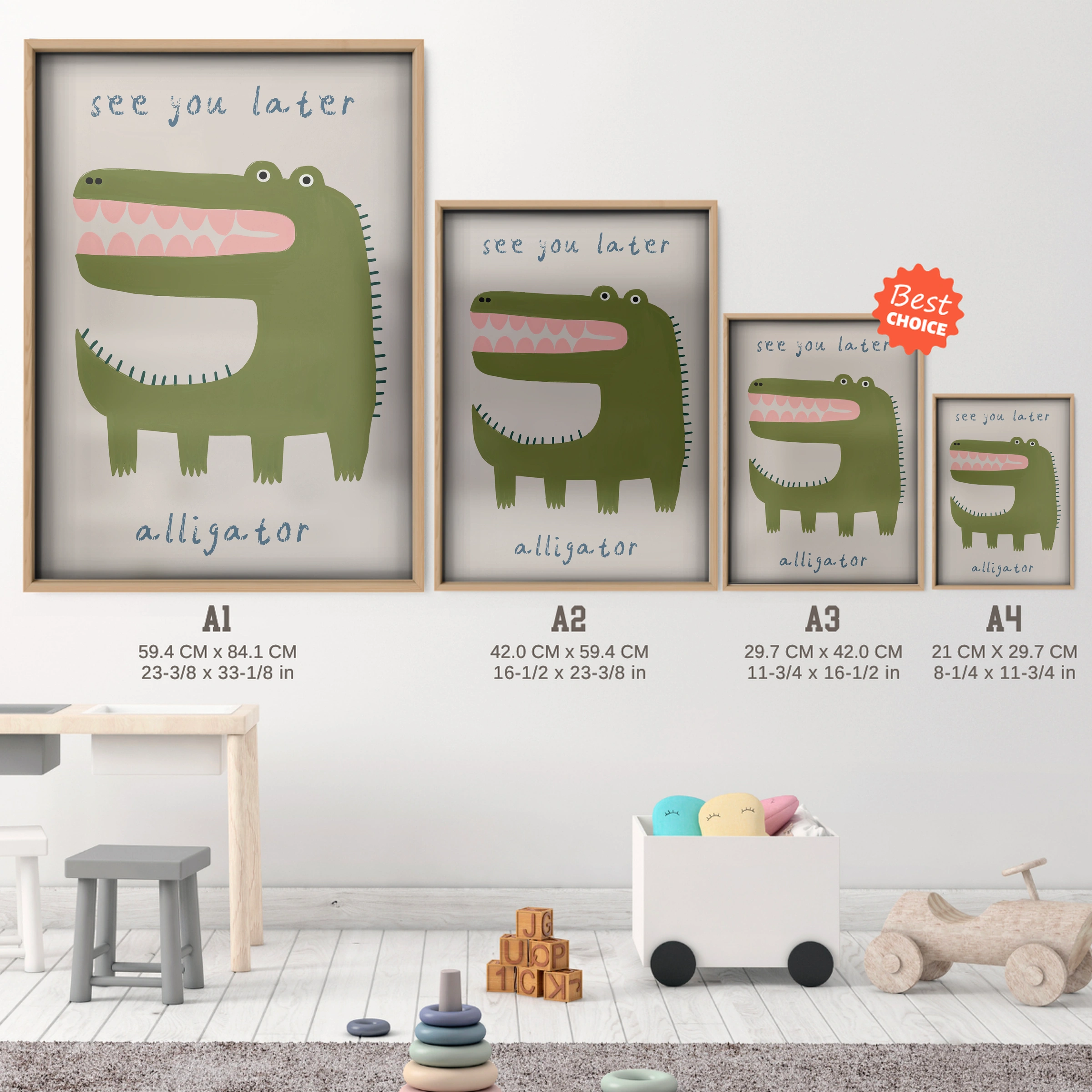 See You Later Alligator Nursery Print - size guide A4 A3 A2 A1 nursery print