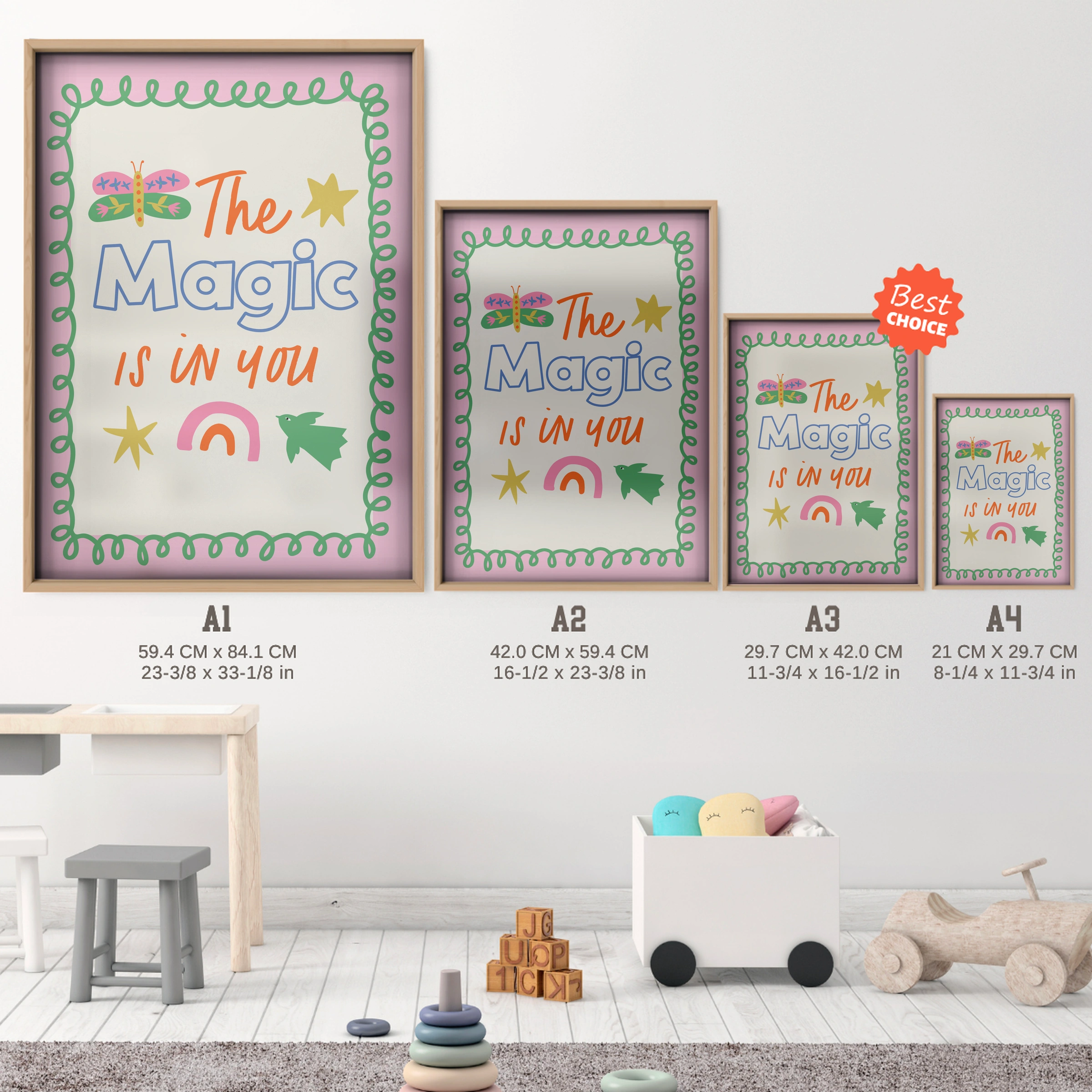 The Magic Is In You Nursery Print - size guide A4 A3 A2 A1 nursery print