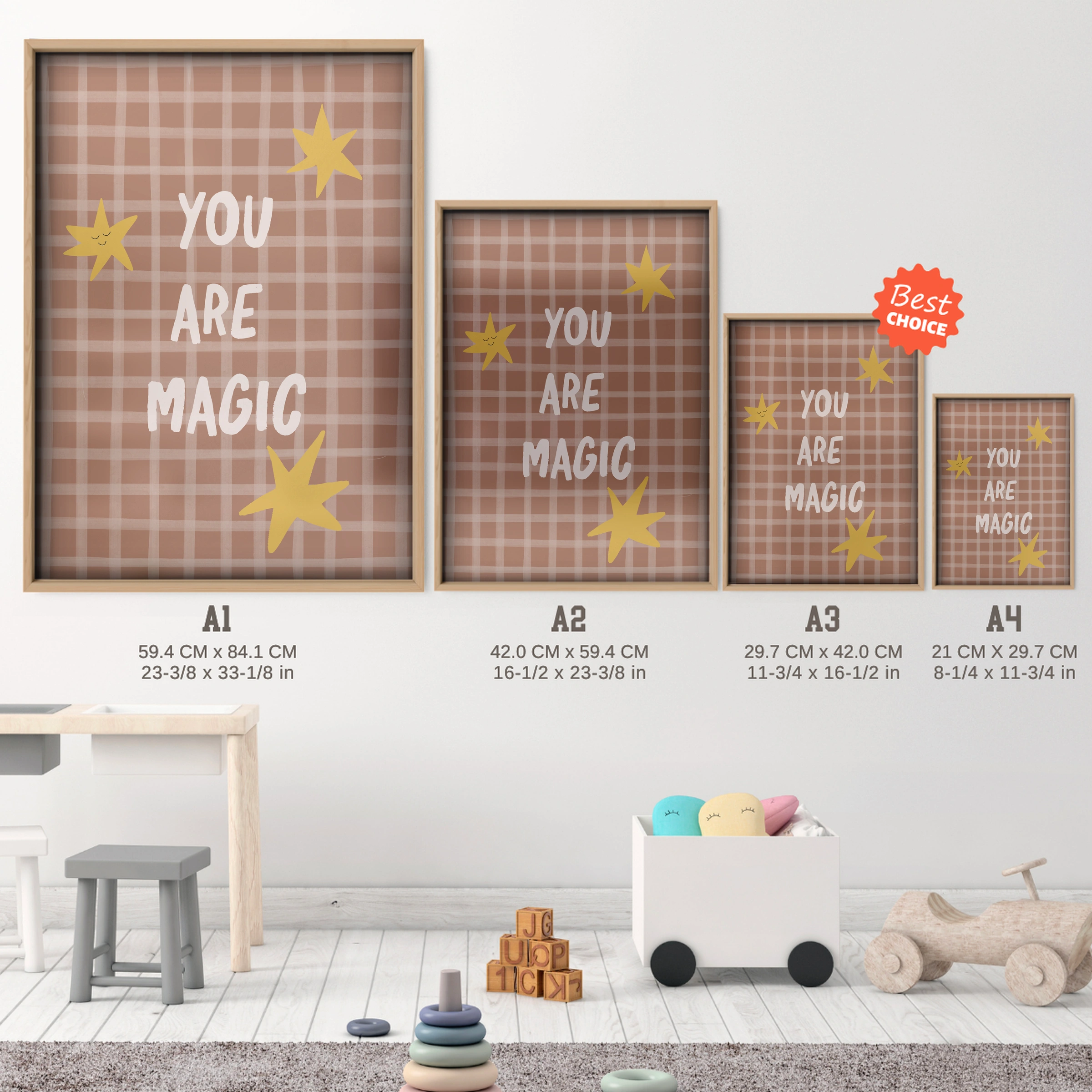 You Are Magic Nursery Print - size guide A4 A3 A2 A1 nursery print