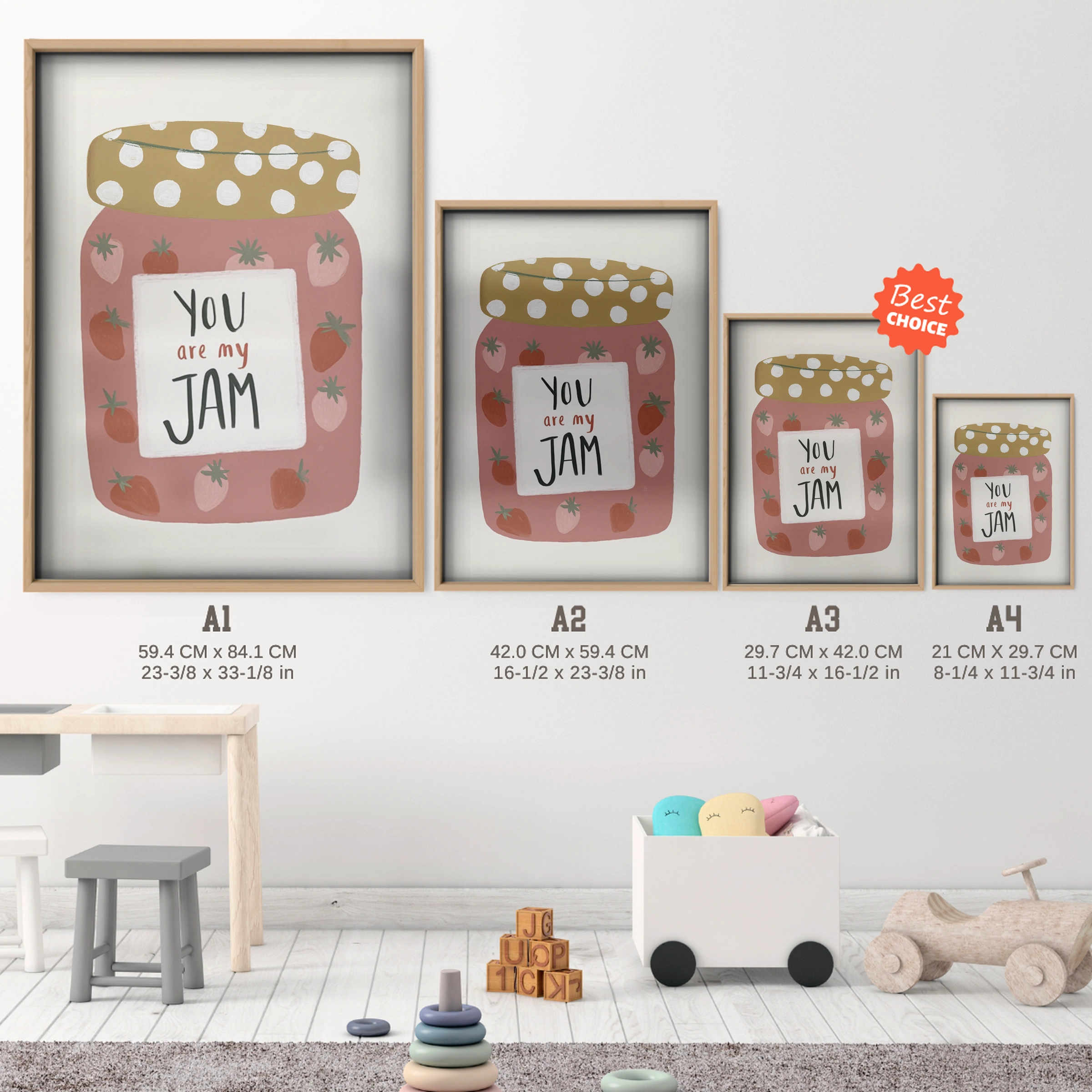 You Are My Jam Nursery Print - size guide A4 A3 A2 A1 nursery print