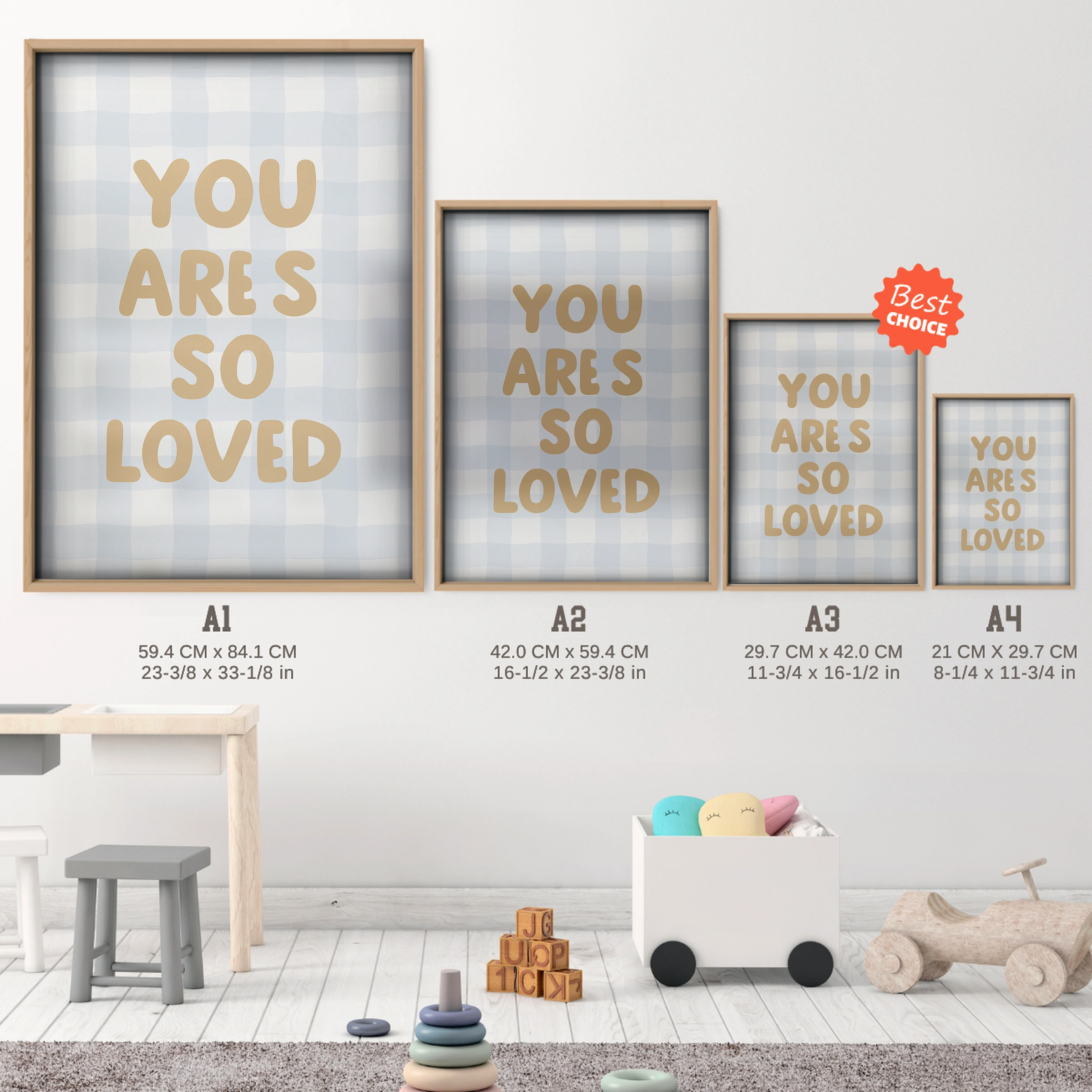 You Are So Loved Two Nursery Print - size guide A4 A3 A2 A1 nursery print