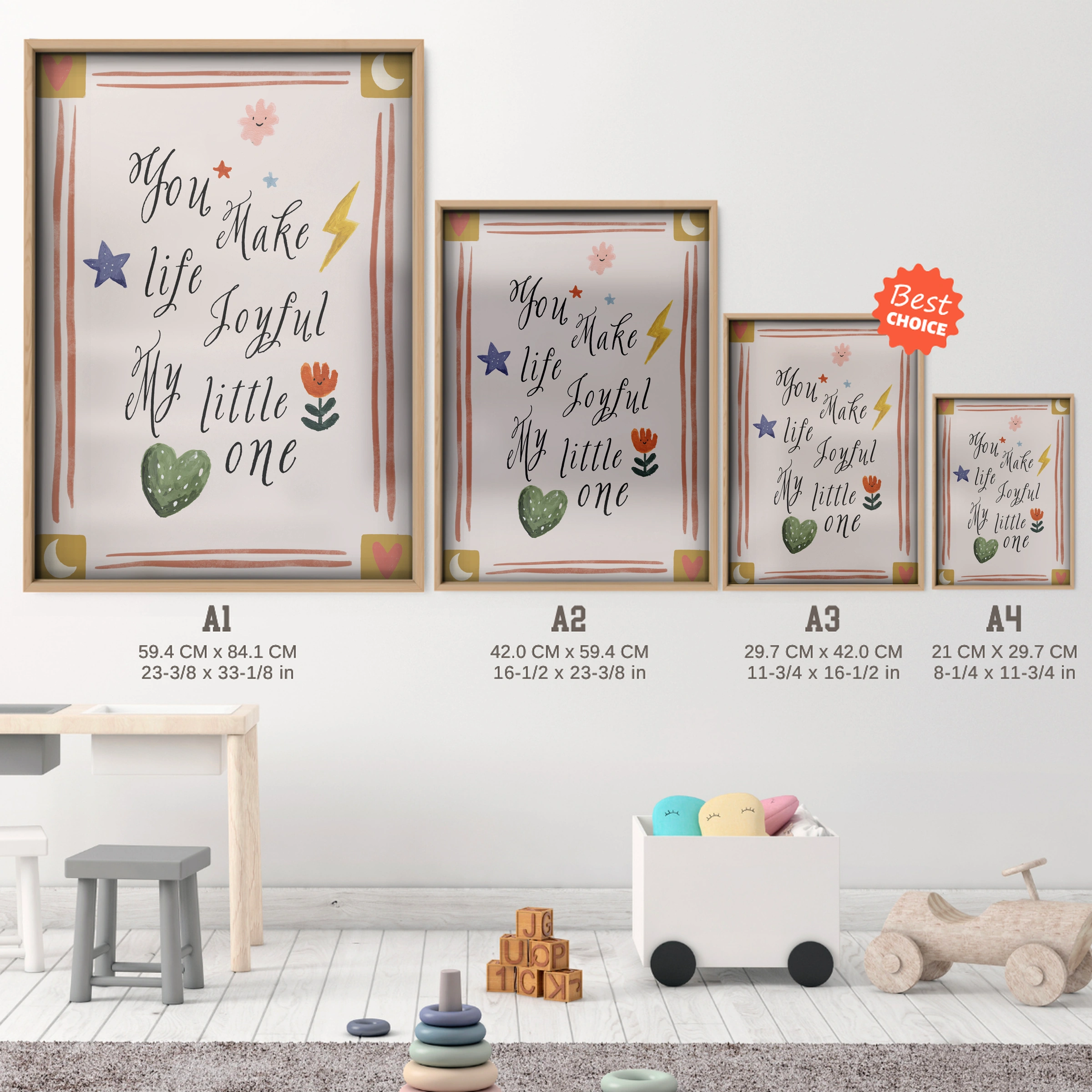 You Make Life Joyful Nursery Print - size guide A4 A3 A2 A1 nursery print