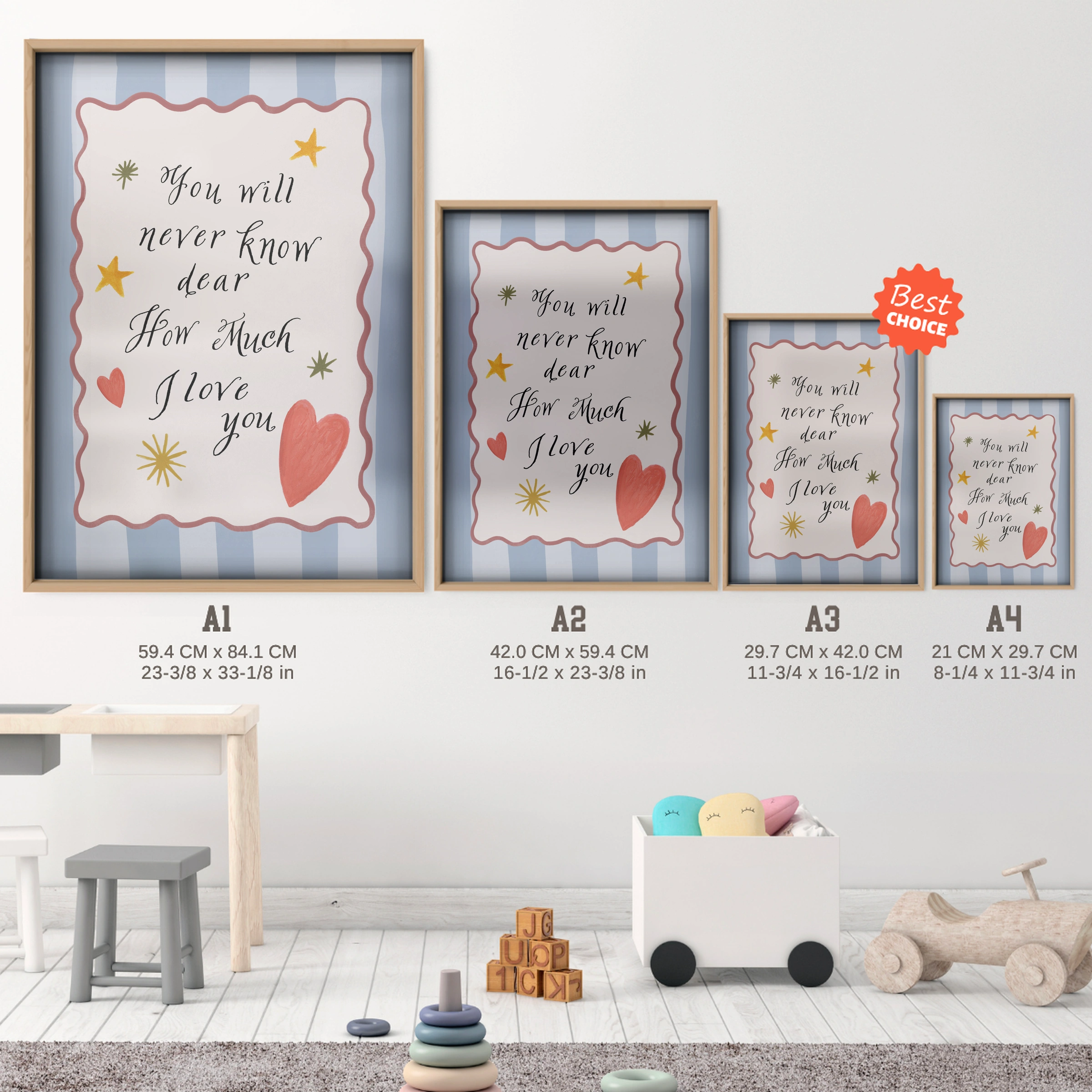 You Will Never Know Dear Nursery Print - size guide A4 A3 A2 A1 nursery print