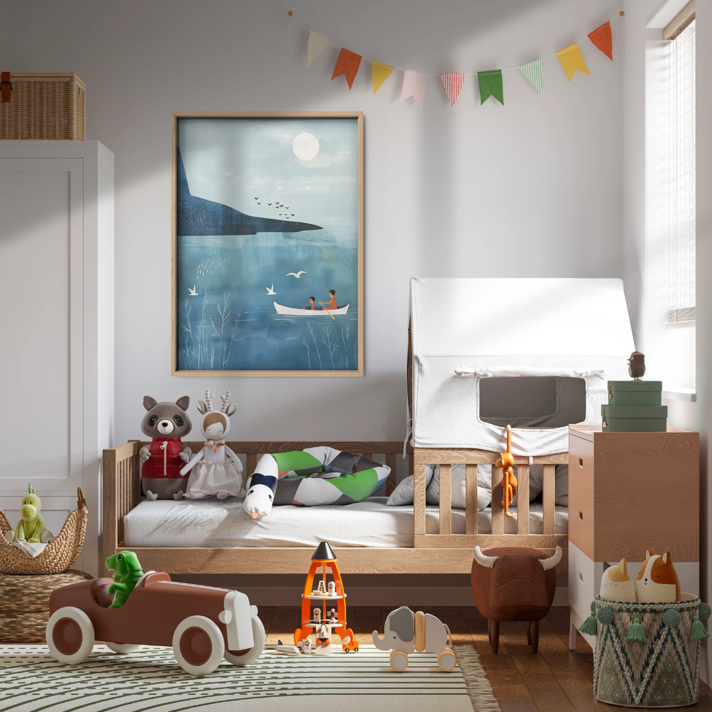 Airplane Over the Sea Nursery Print
