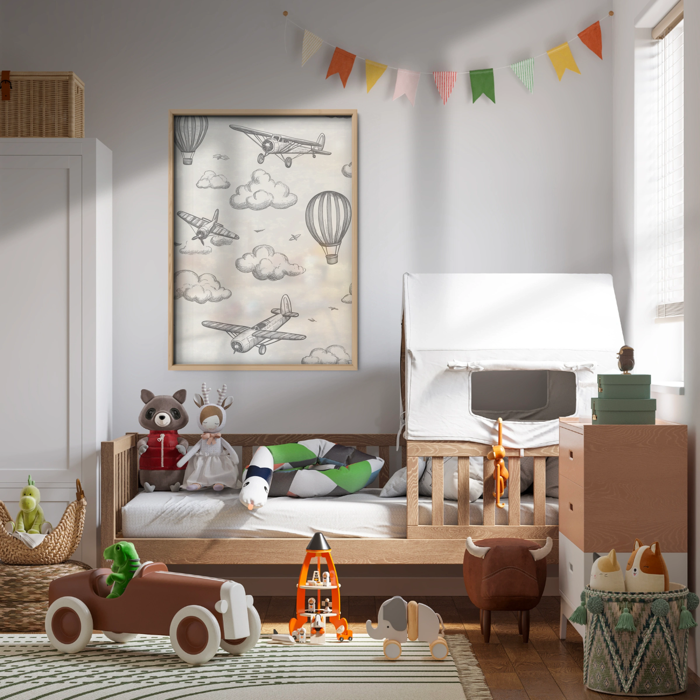 Airplanes and Balloons Nursery Print