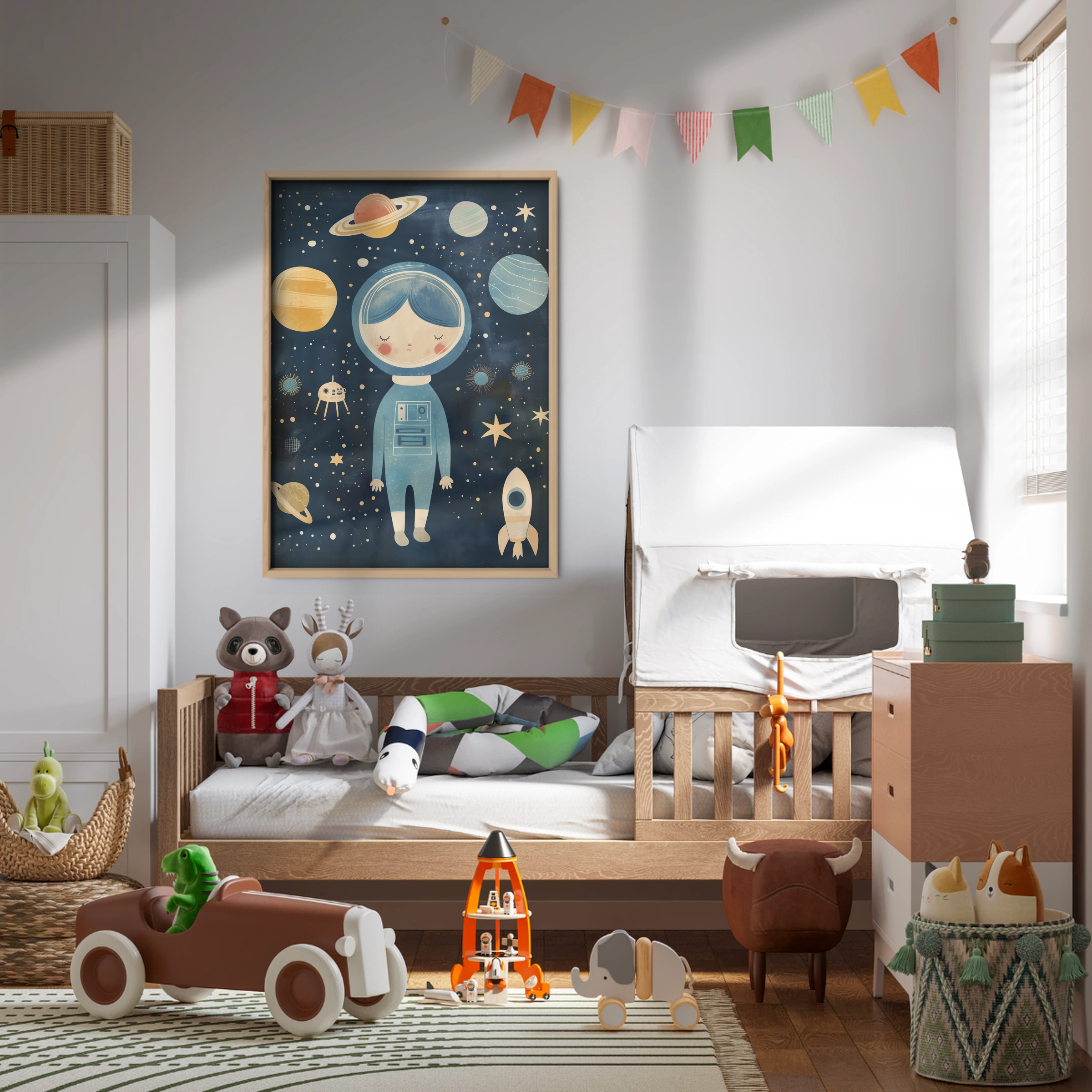 Astronaut Among Planets Nursery Print
