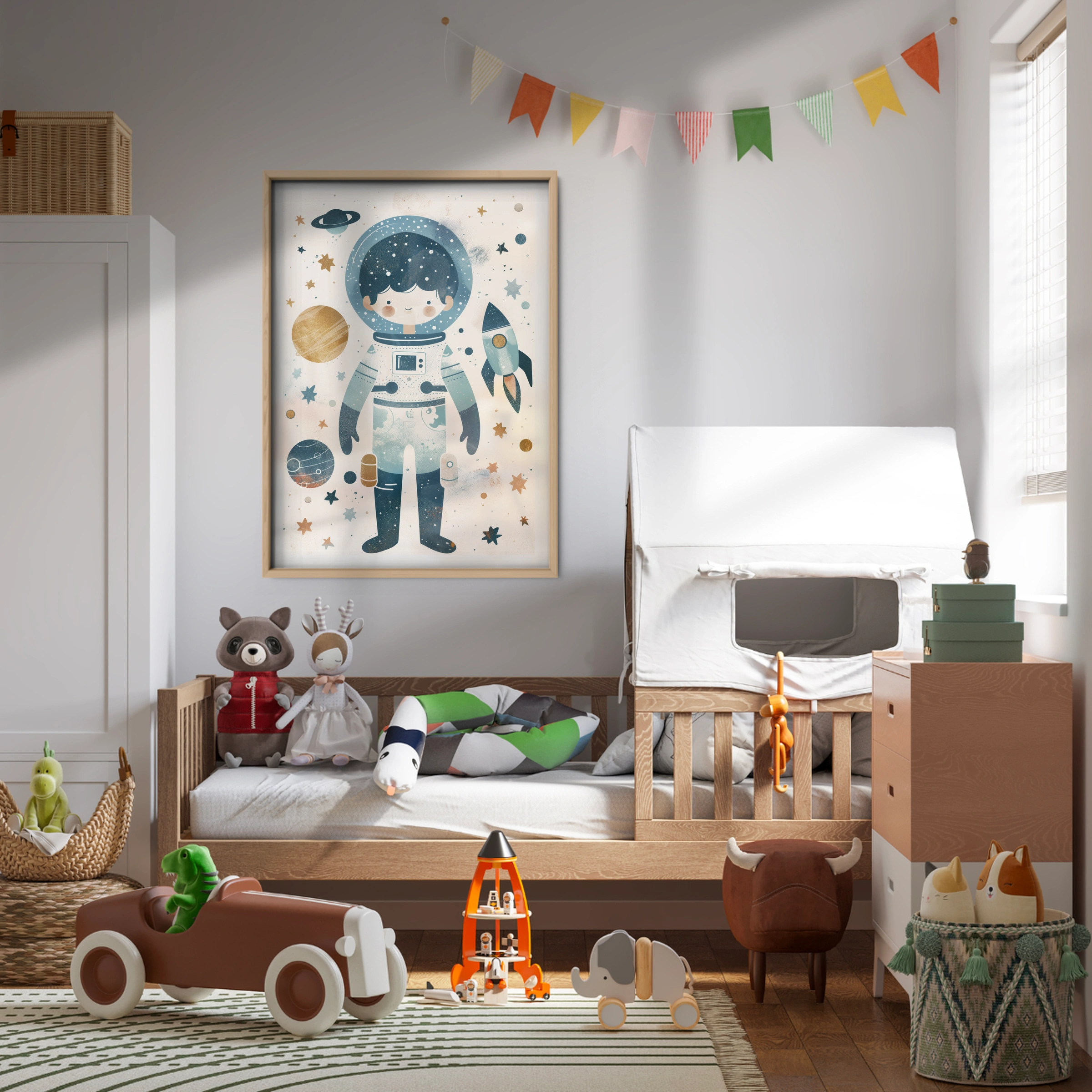 Astronaut and Rocket Nursery Print
