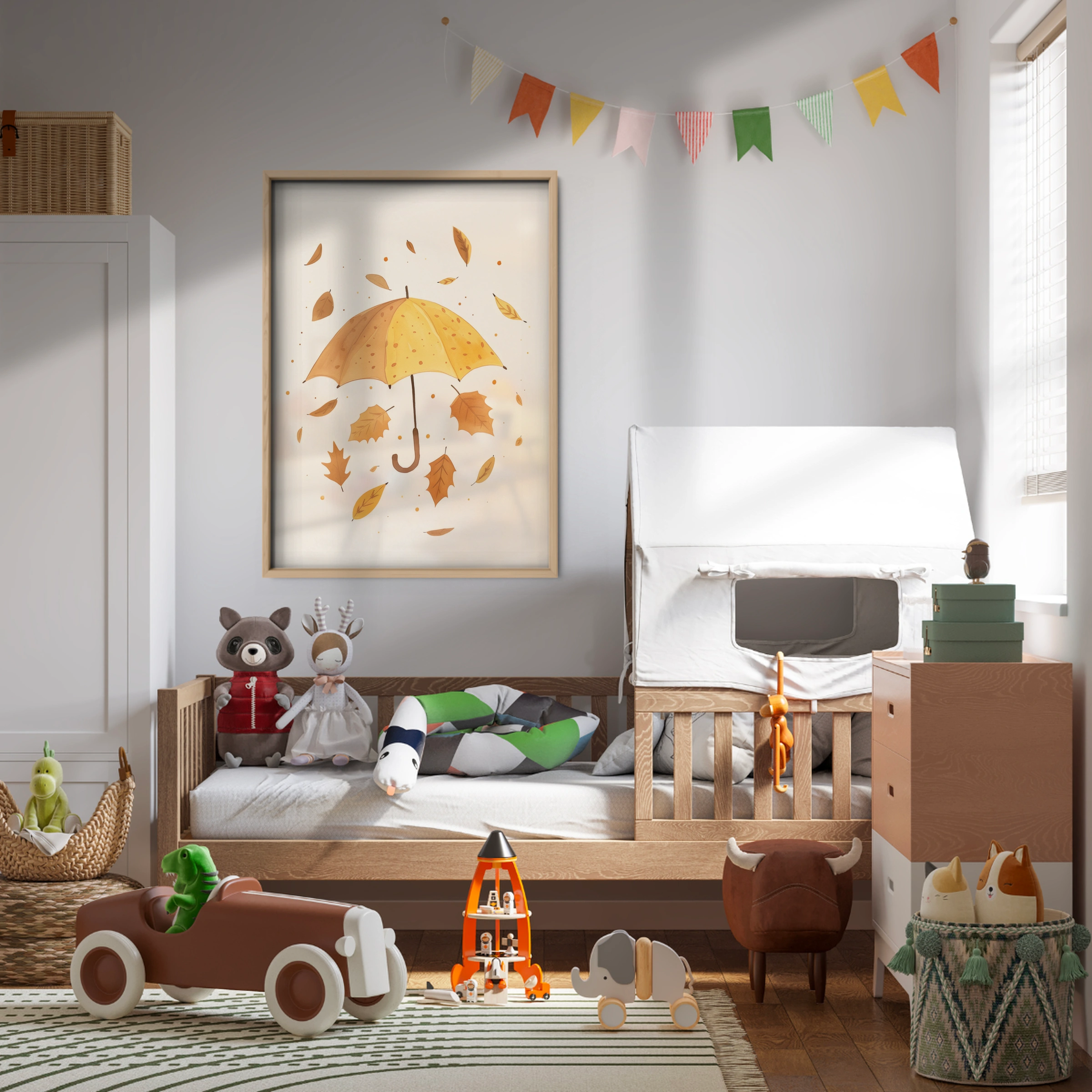 Autumn Umbrella Nursery Print