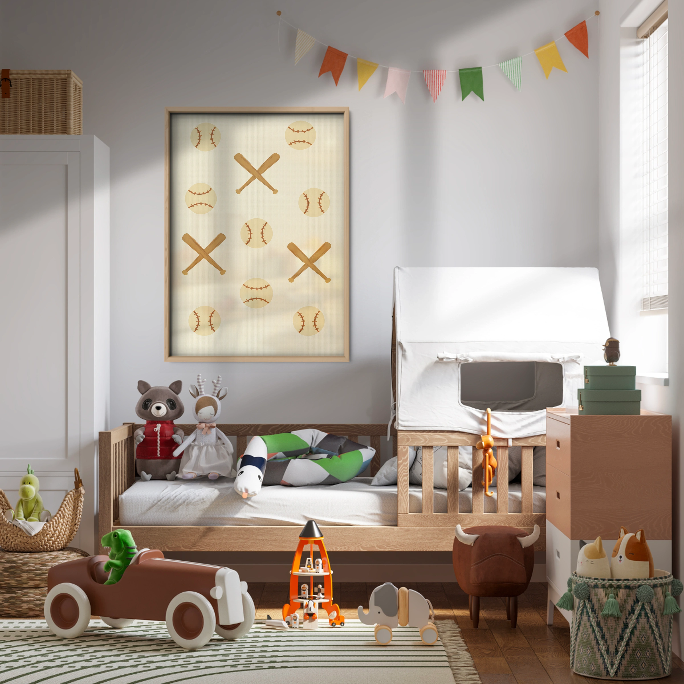Baseball Bats Pattern Nursery Print