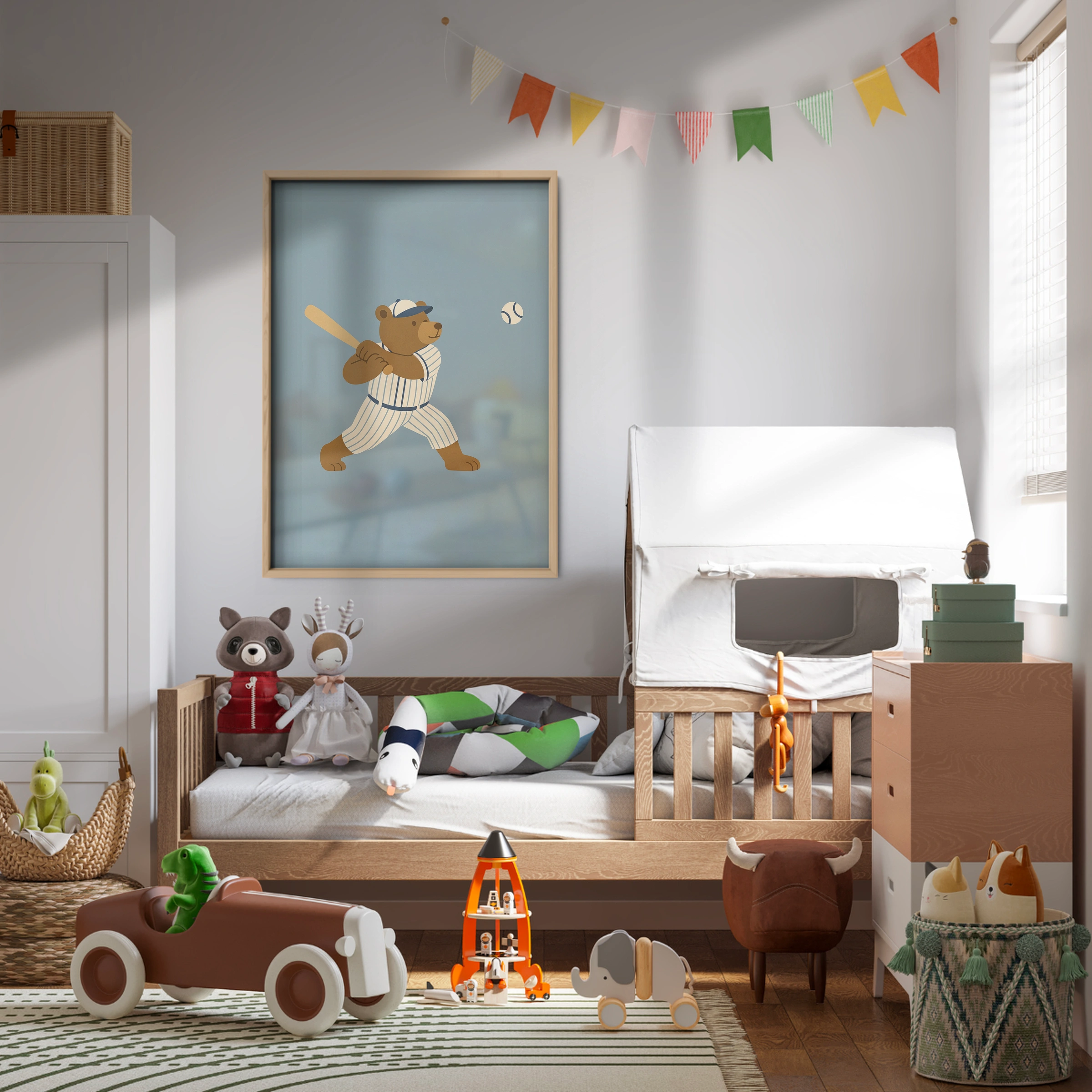 Baseball Bear Nursery Print