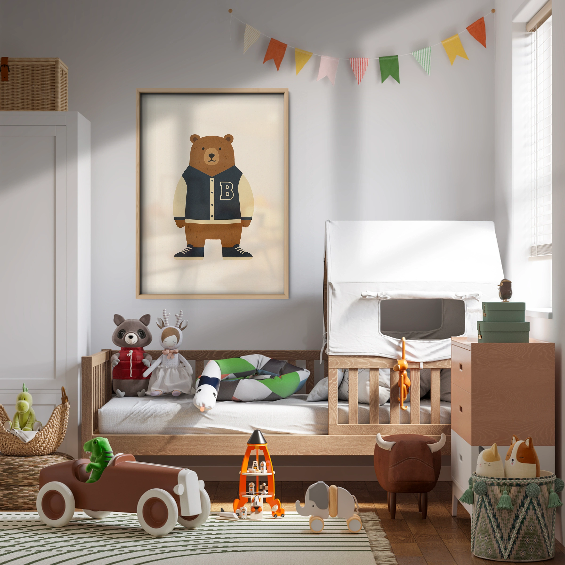 Baseball Bear Two Nursery Print
