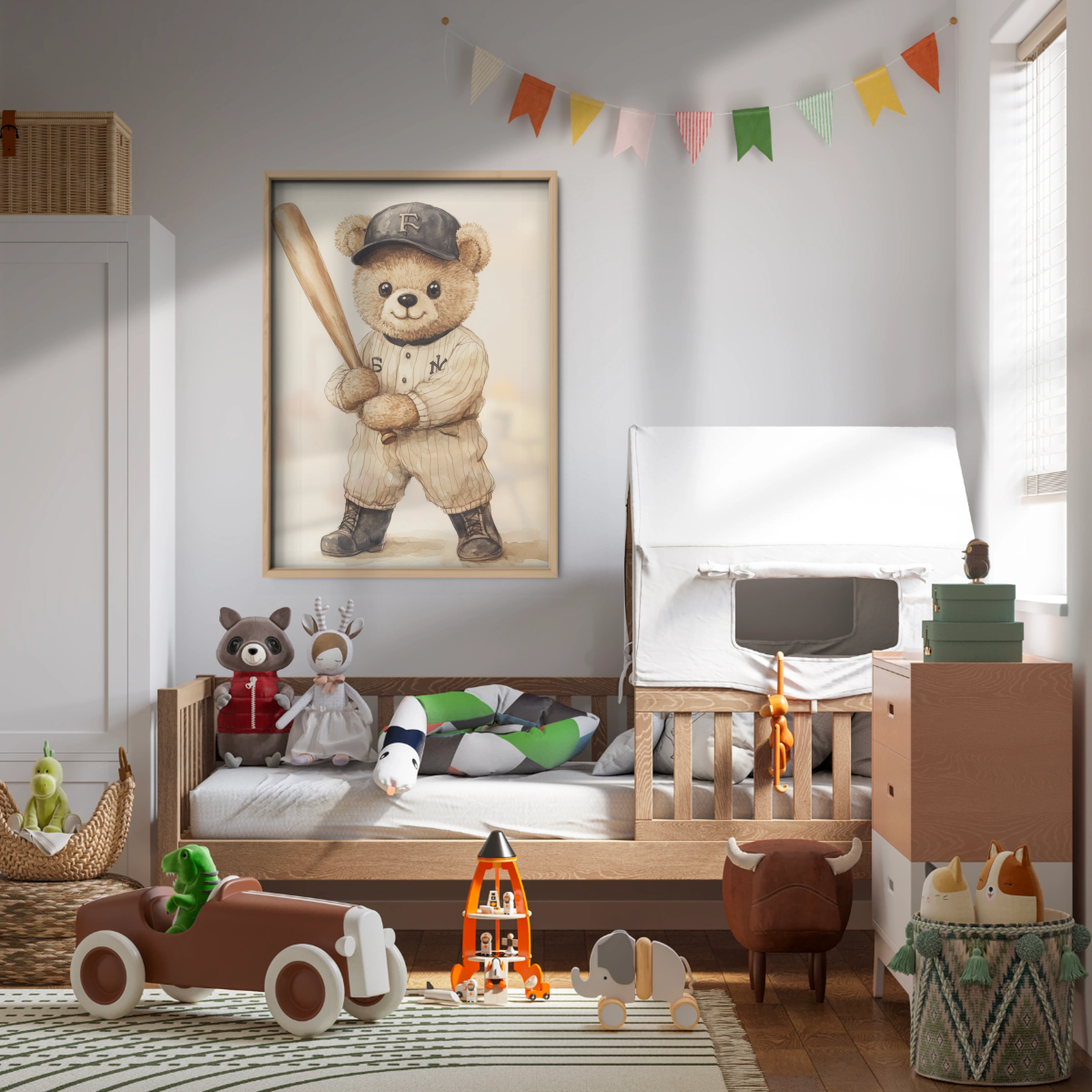 Baseball Teddy Bear Nursery Print