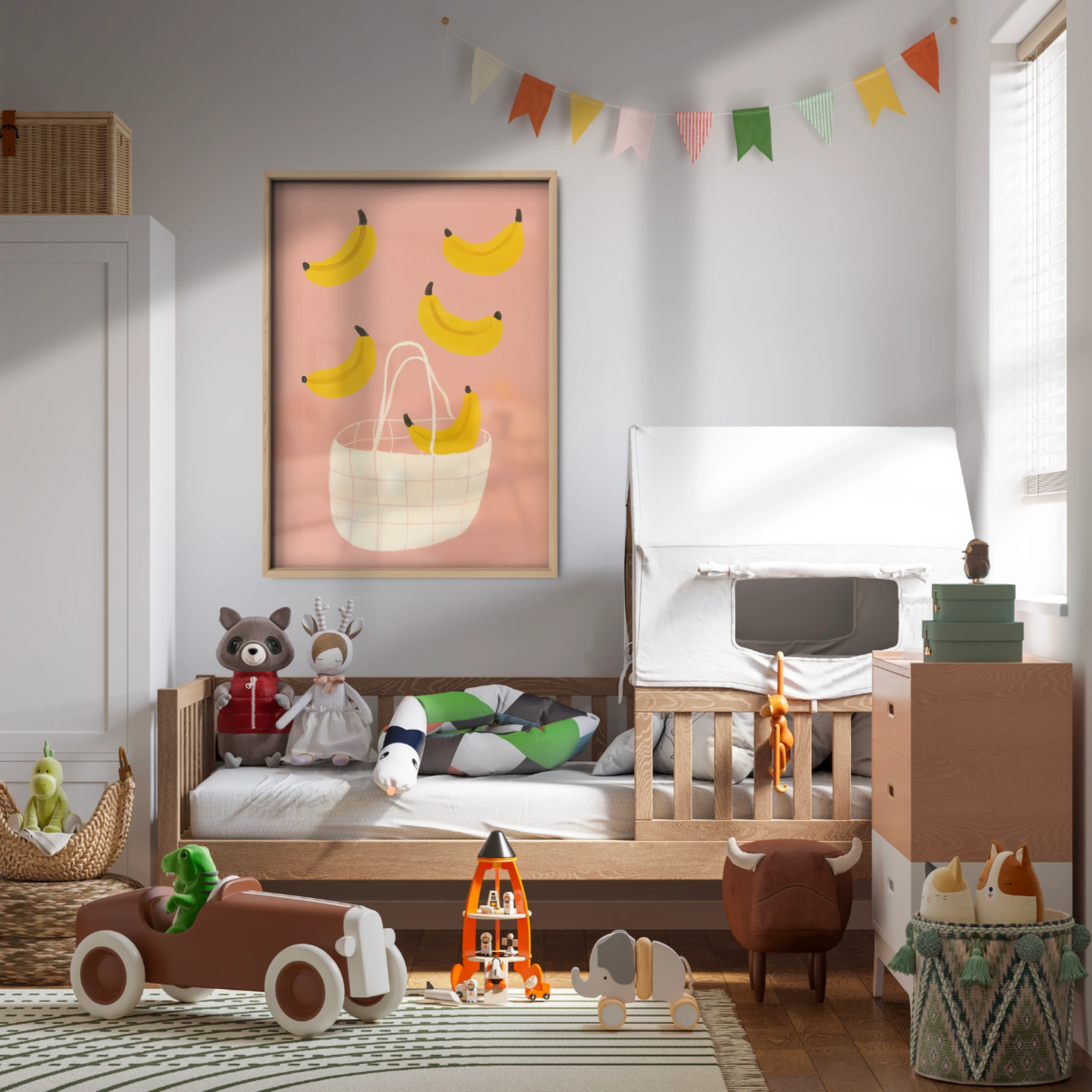 Basket of Bananas Nursery Print