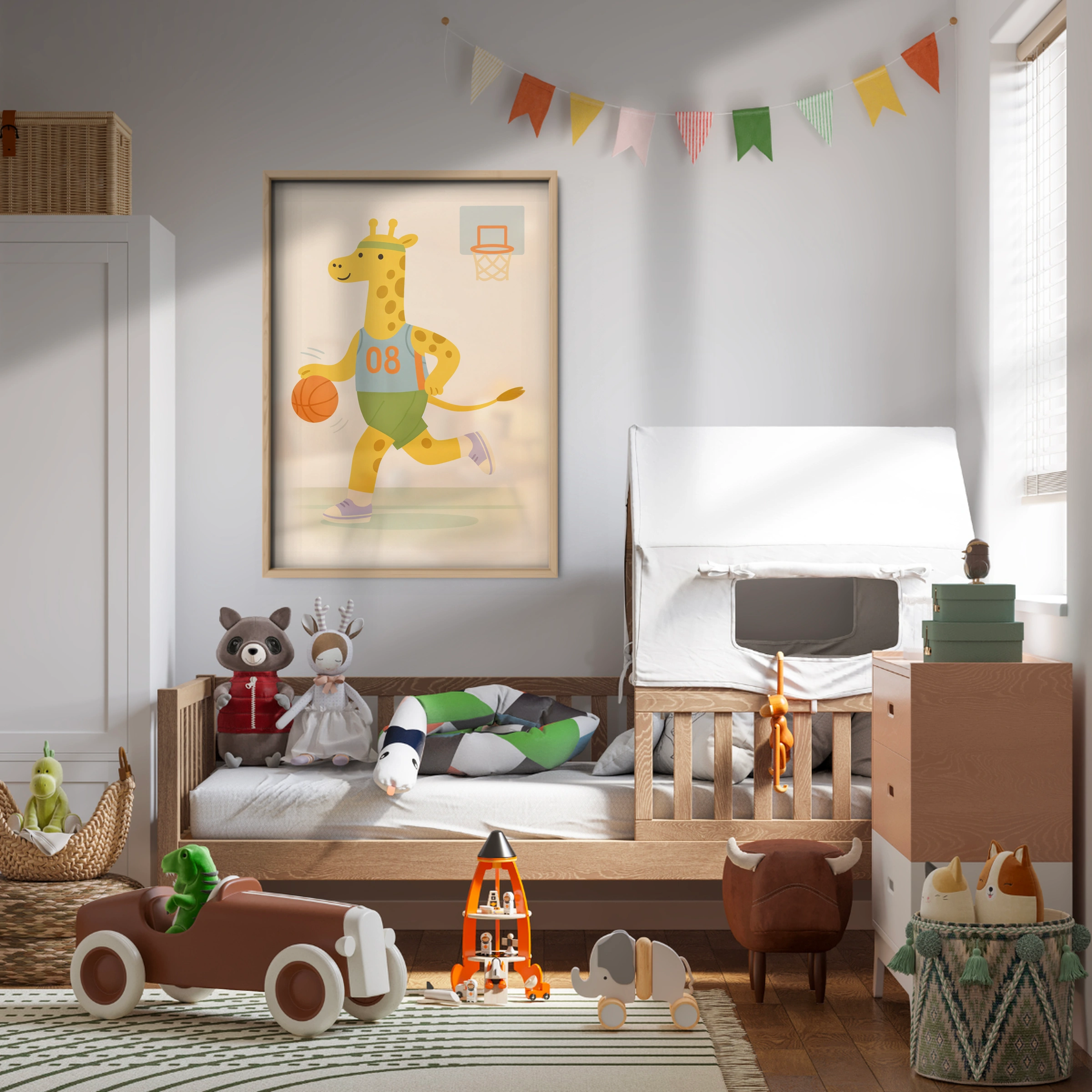 Basketball Giraffe Nursery Print - kids room wall art print