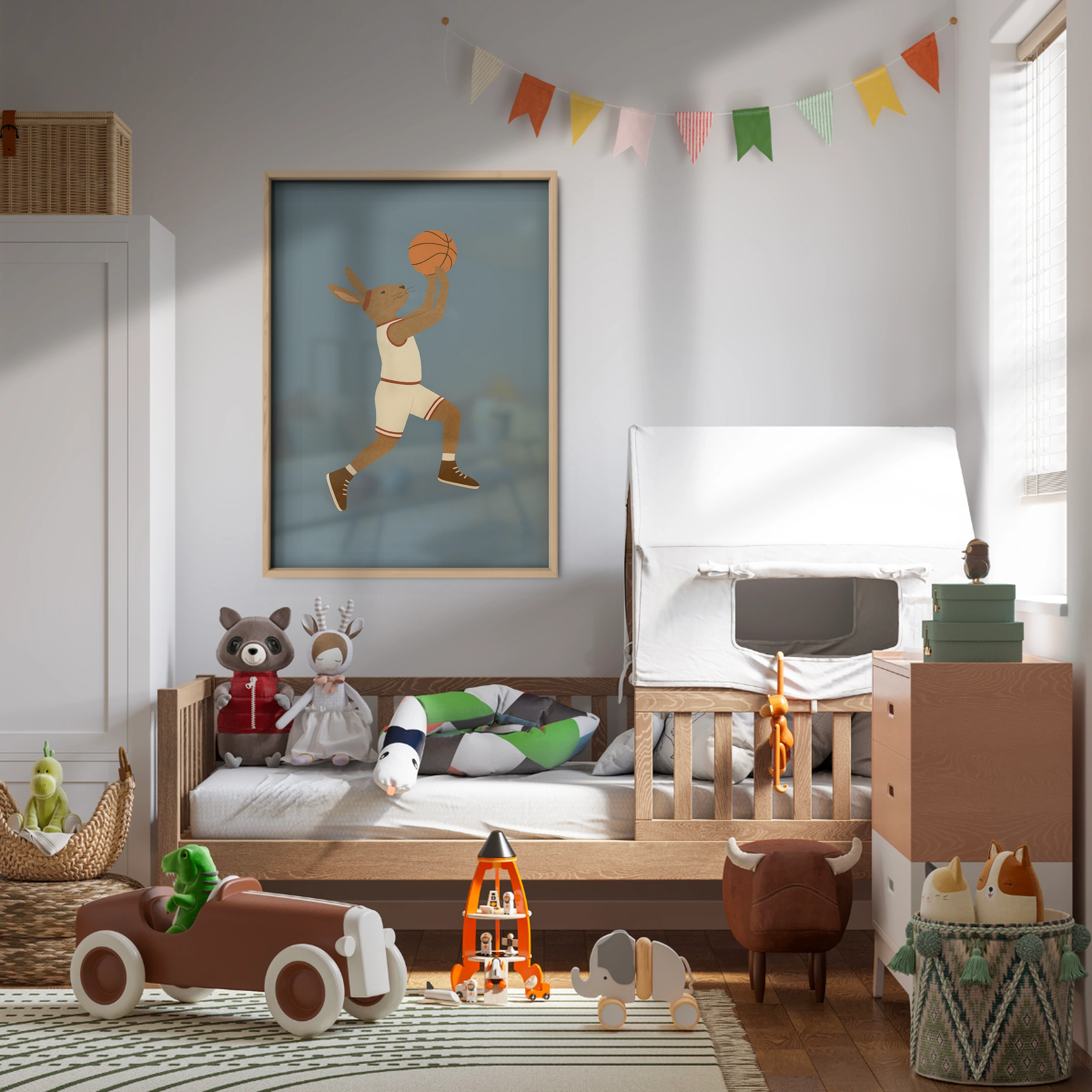 Basketball Rabbit Three Nursery Print
