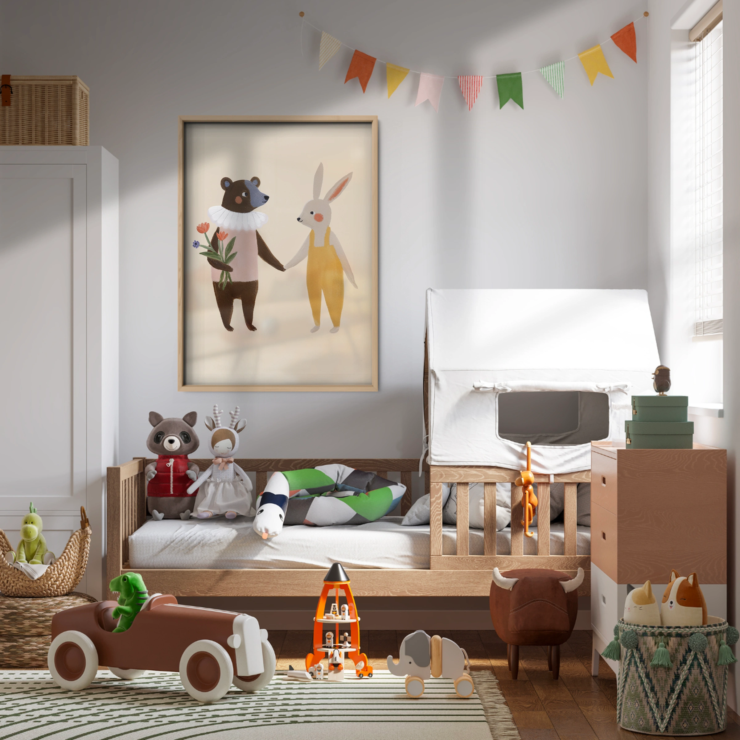 Bear and Bunny Nursery Print