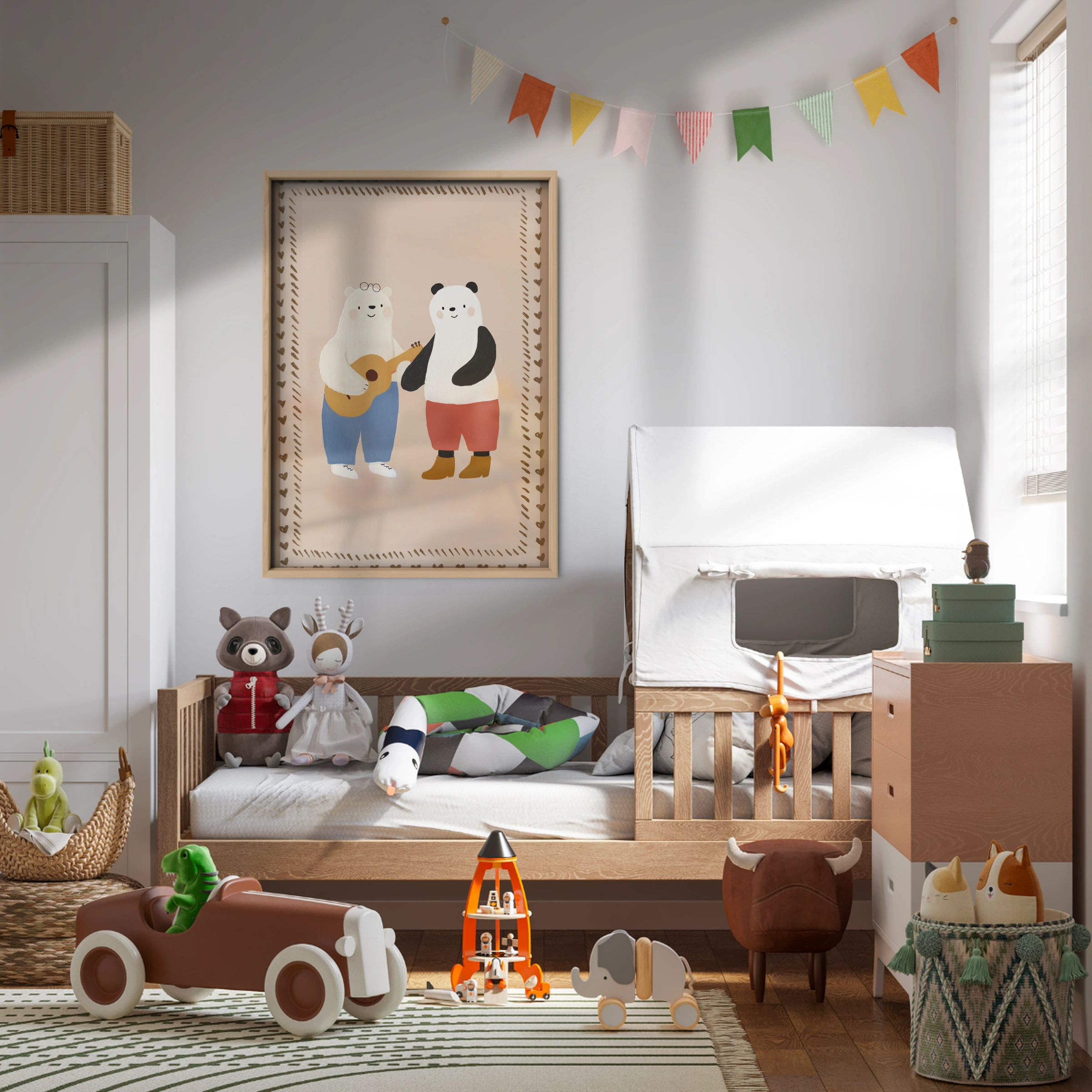 Bear and Panda Band Nursery Print