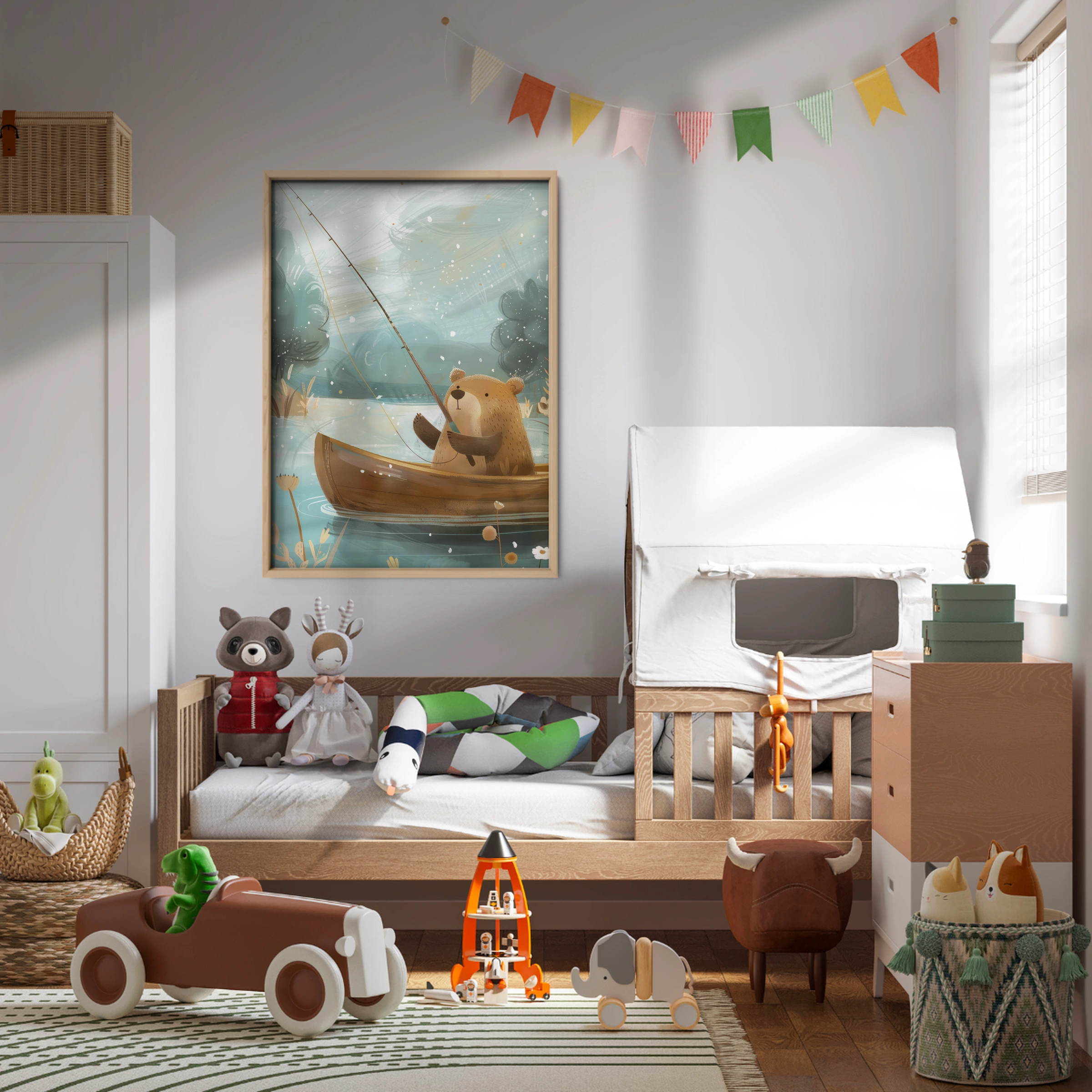 Bear Fishing Nursery Print