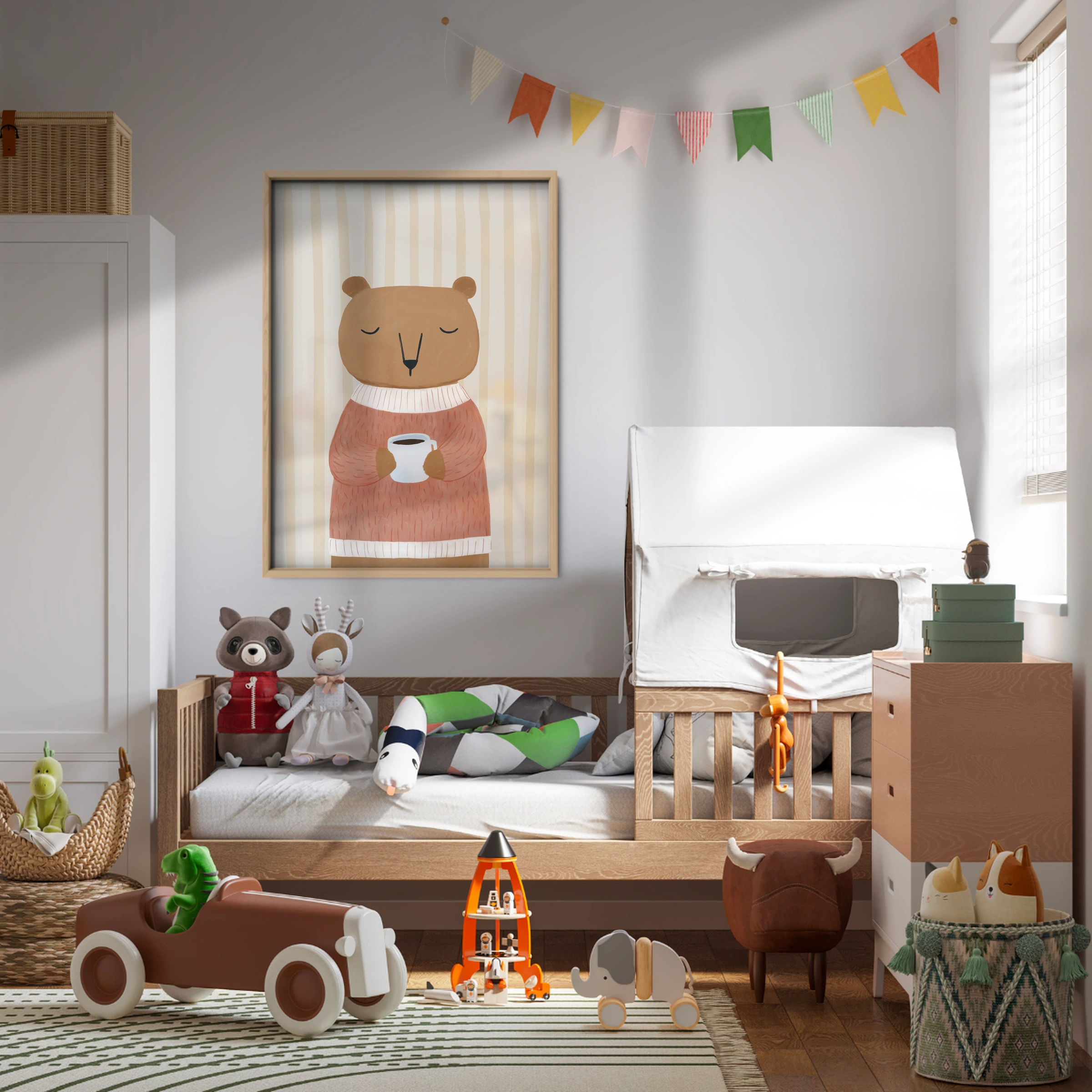 Bear with a Cup Nursery Print