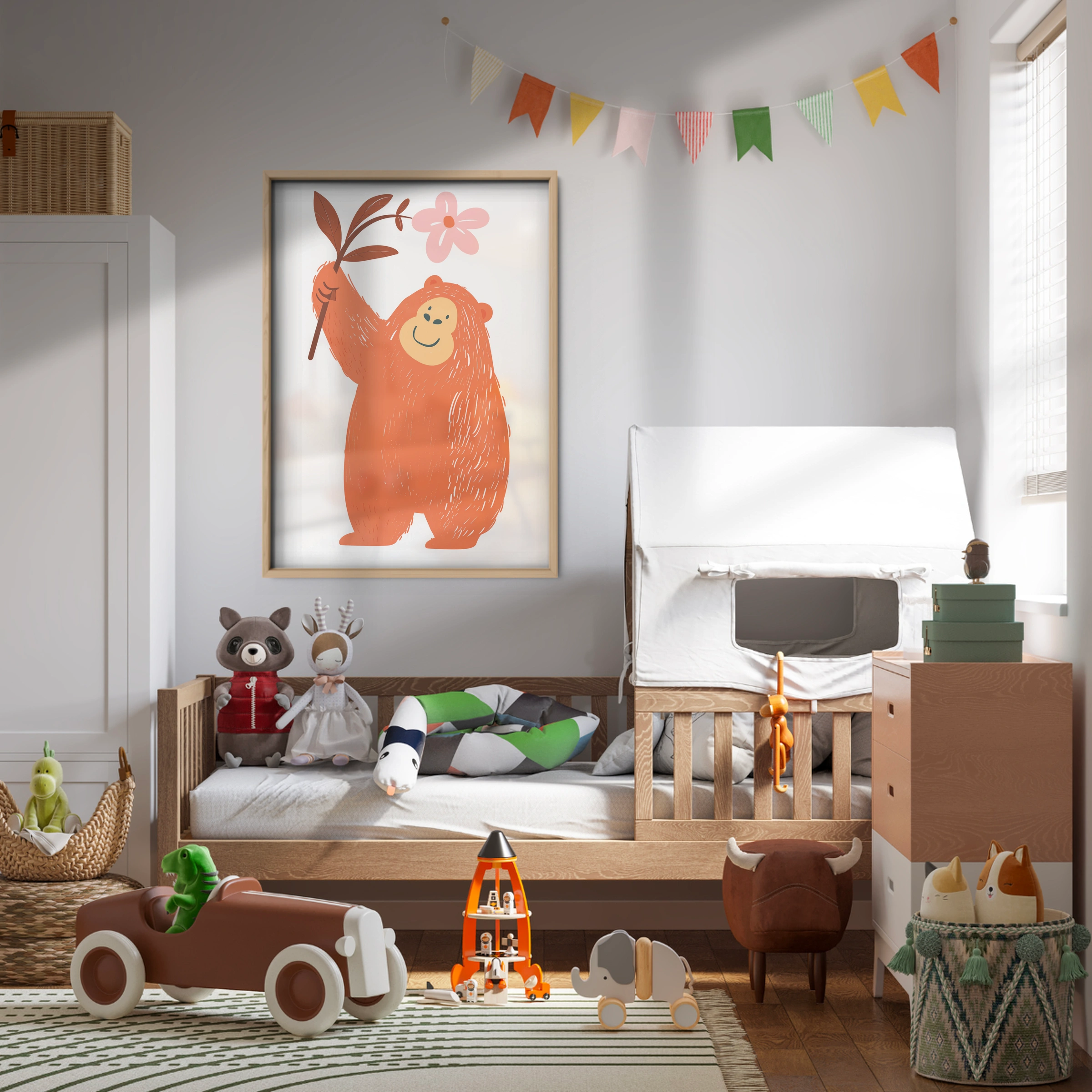 Bear with a Flower Nursery Print