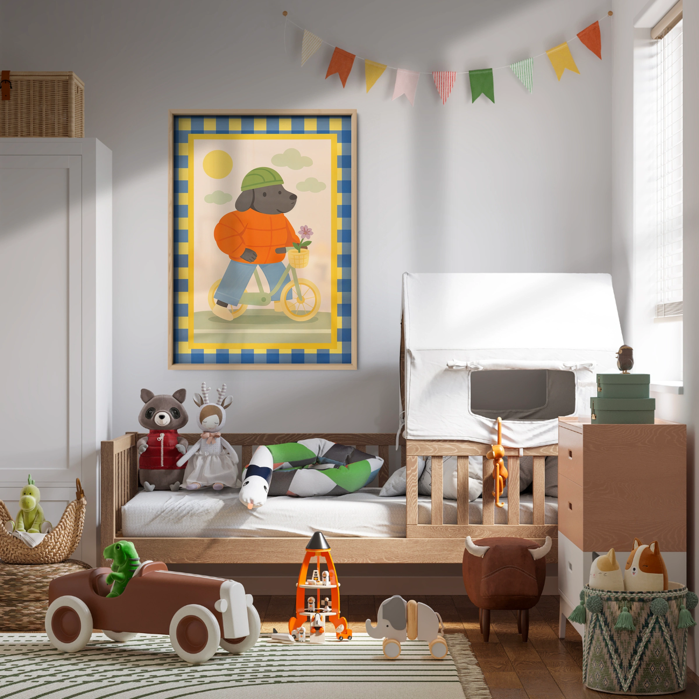 Bicycle Dog Nursery Print - kids room wall art print