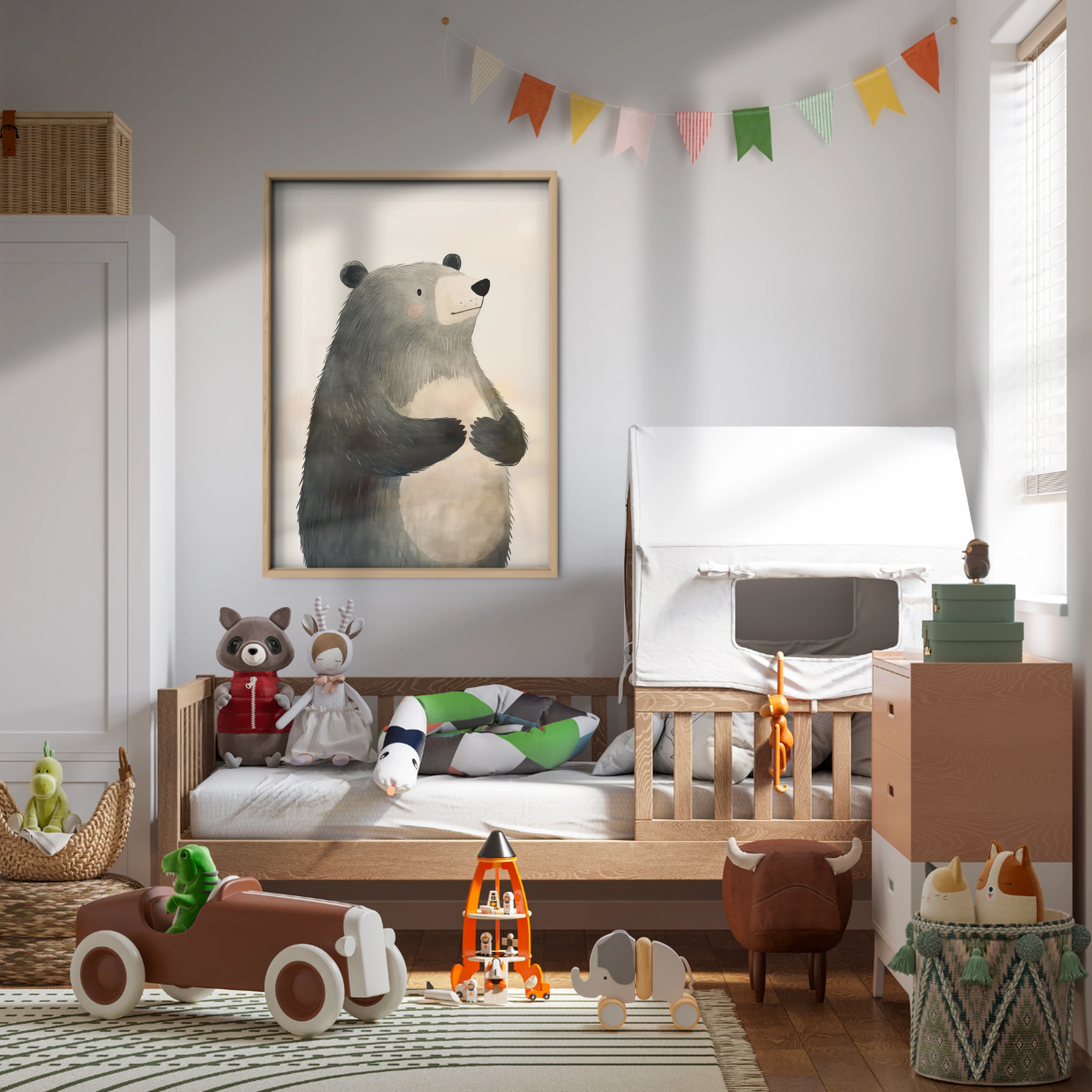 Black and White Bear Nursery Print