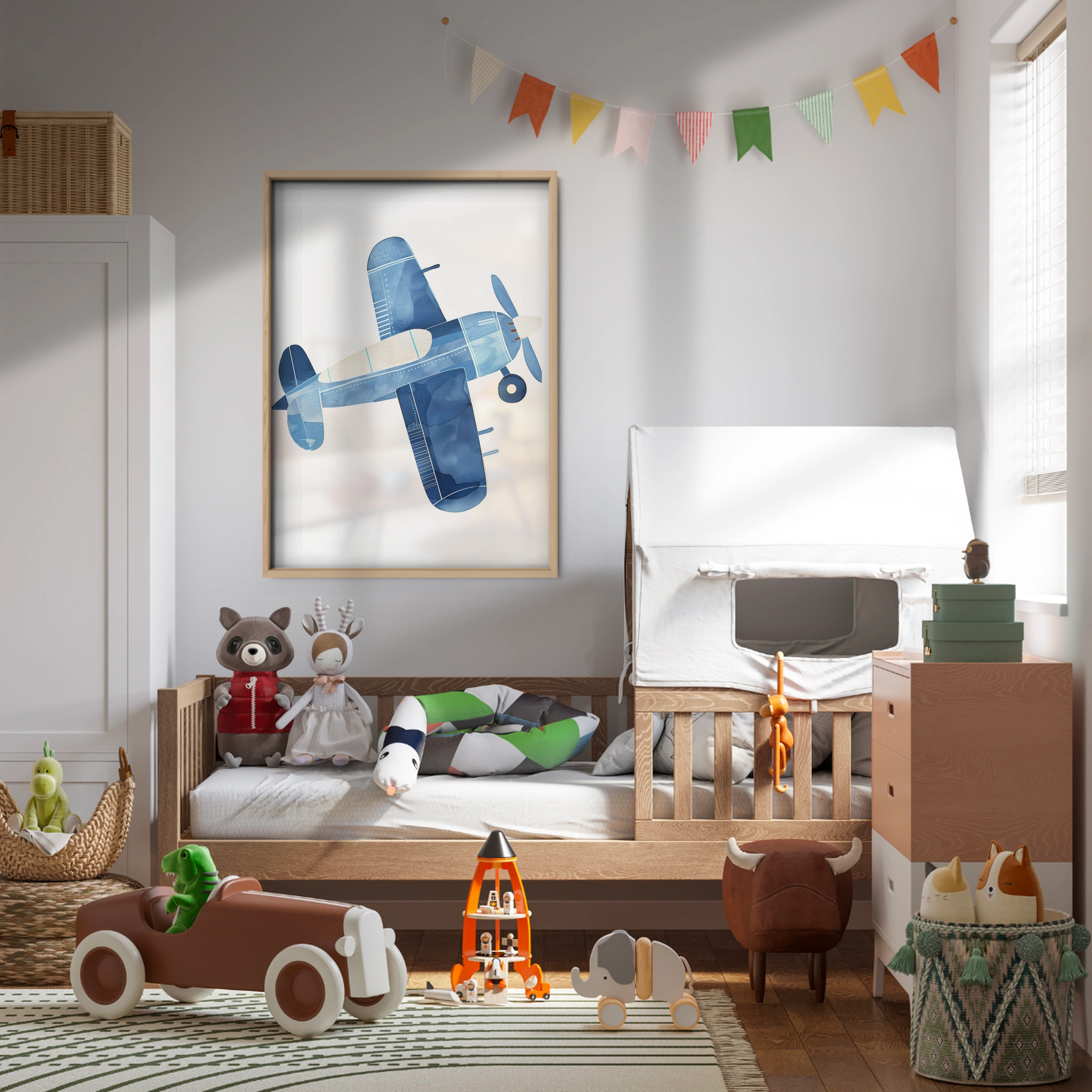 Blue Airplane Nursery Print