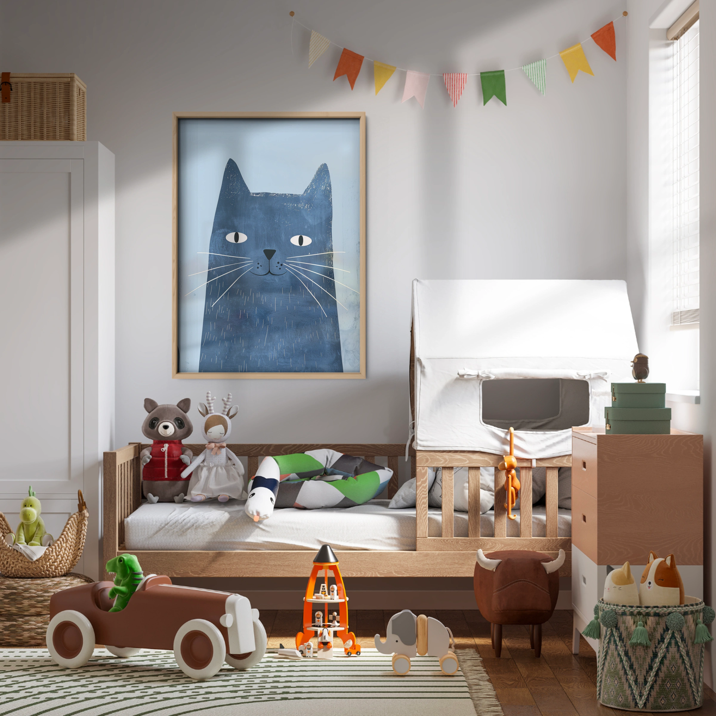 Blue Cat Nursery Print