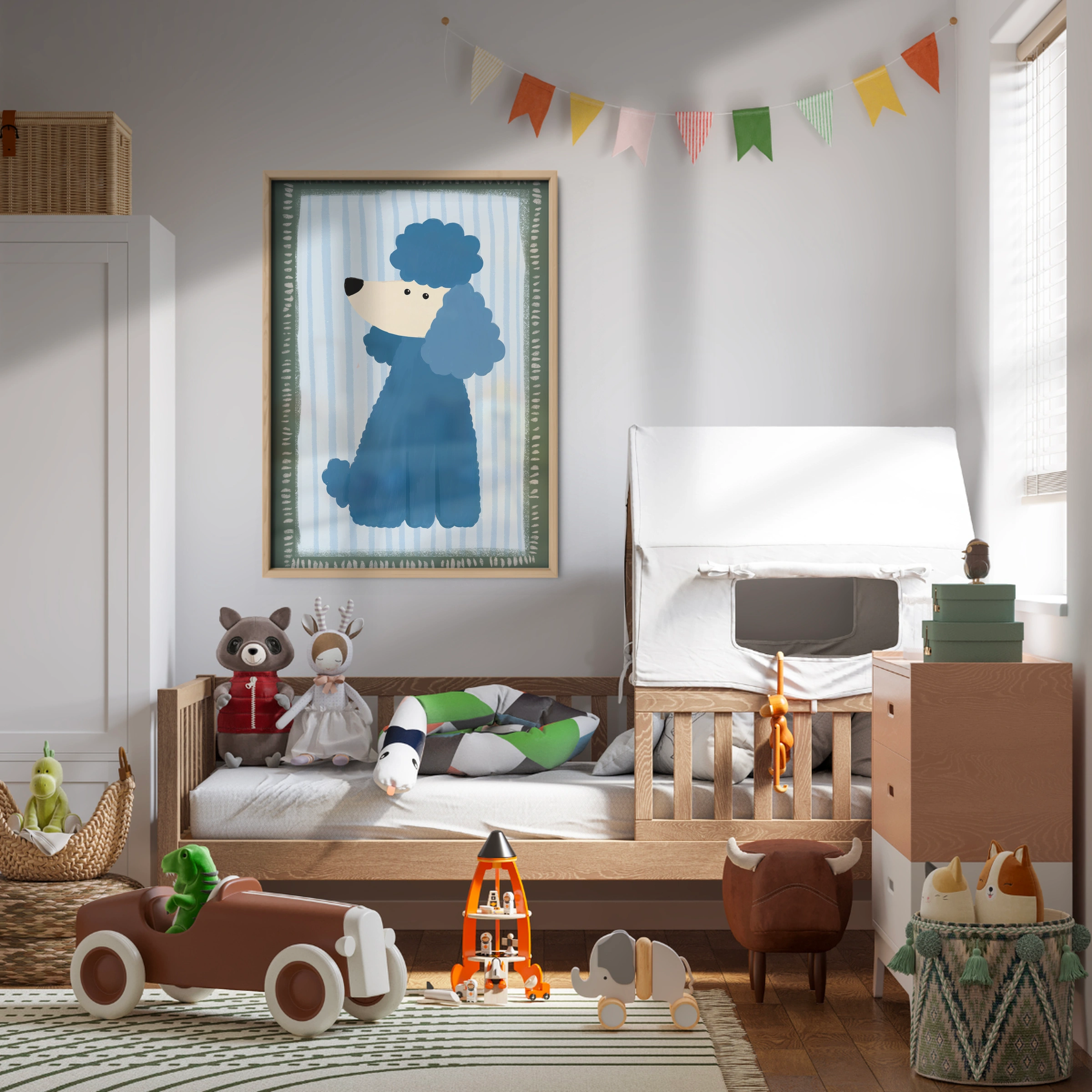 Blue Poodle Nursery Print