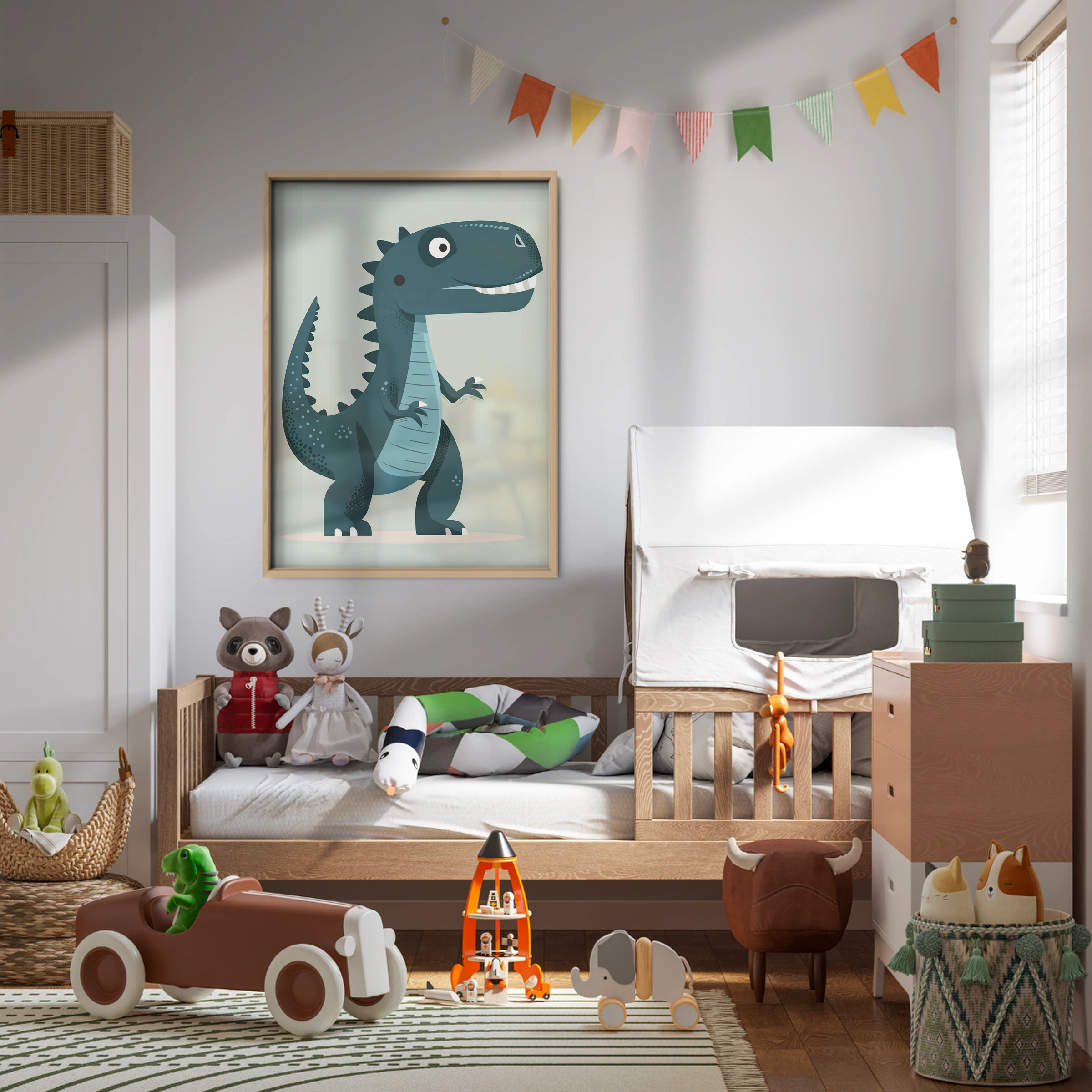 Blue T-Rex Nursery Print