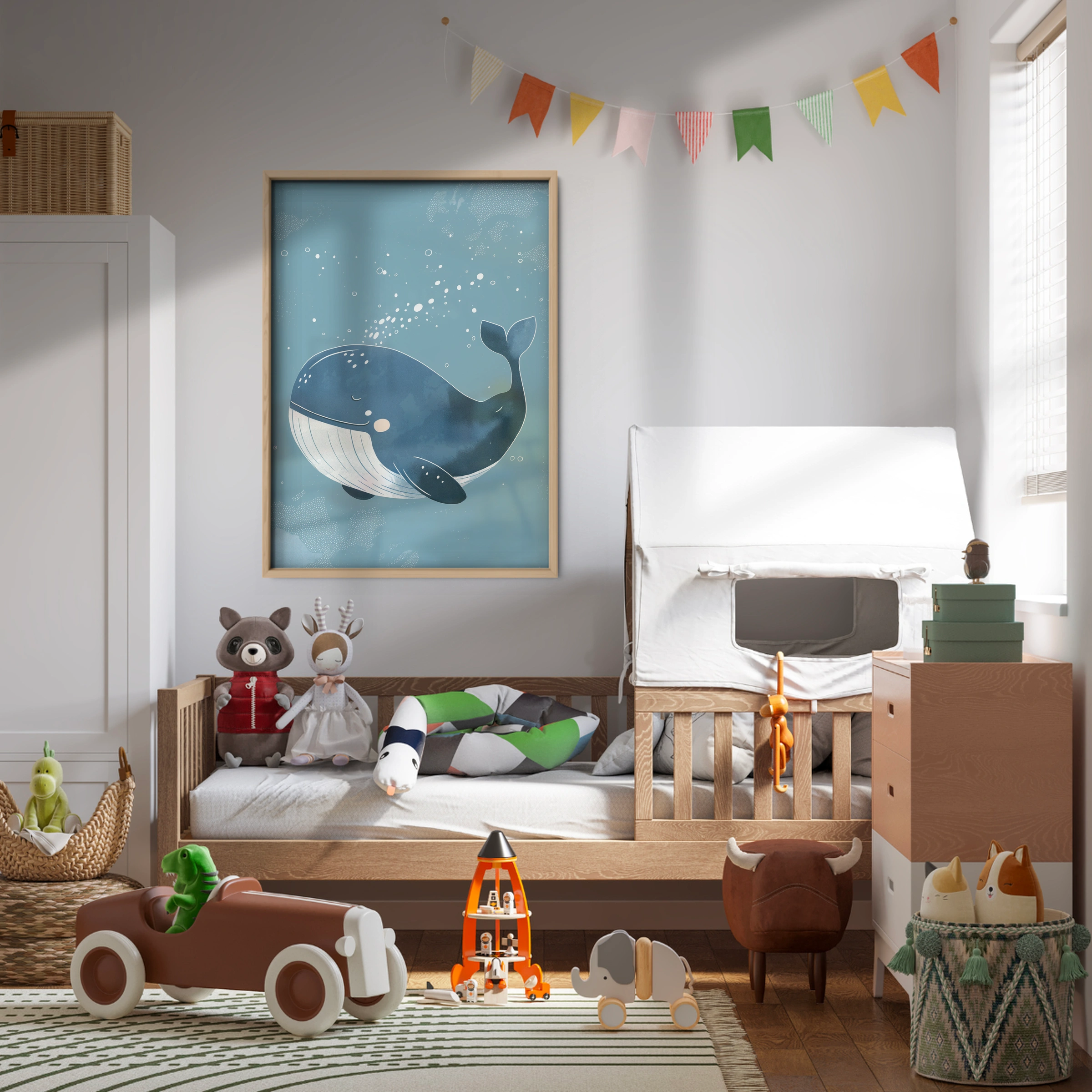 Blue Whale Nursery Print