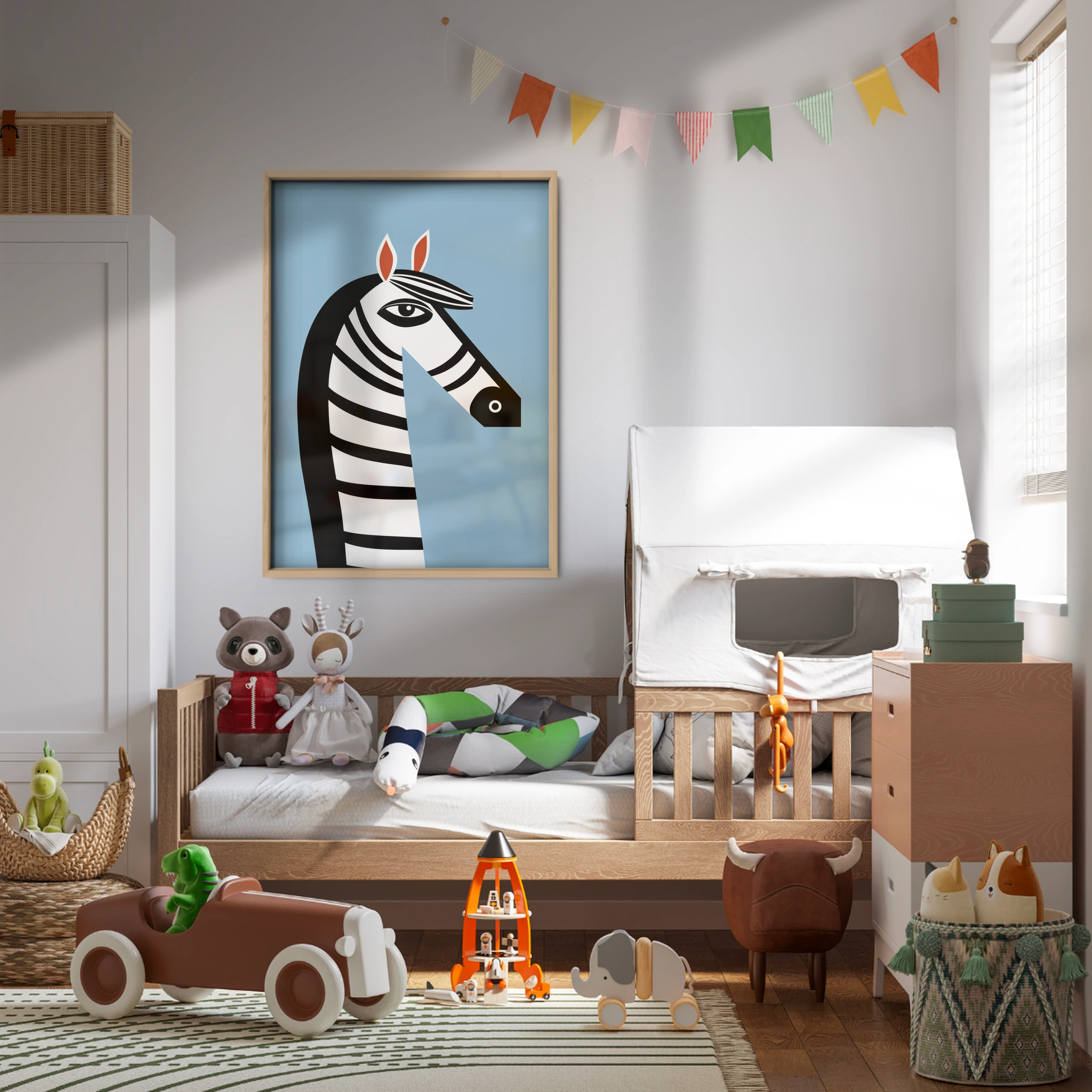 Blue Zebra Nursery Print