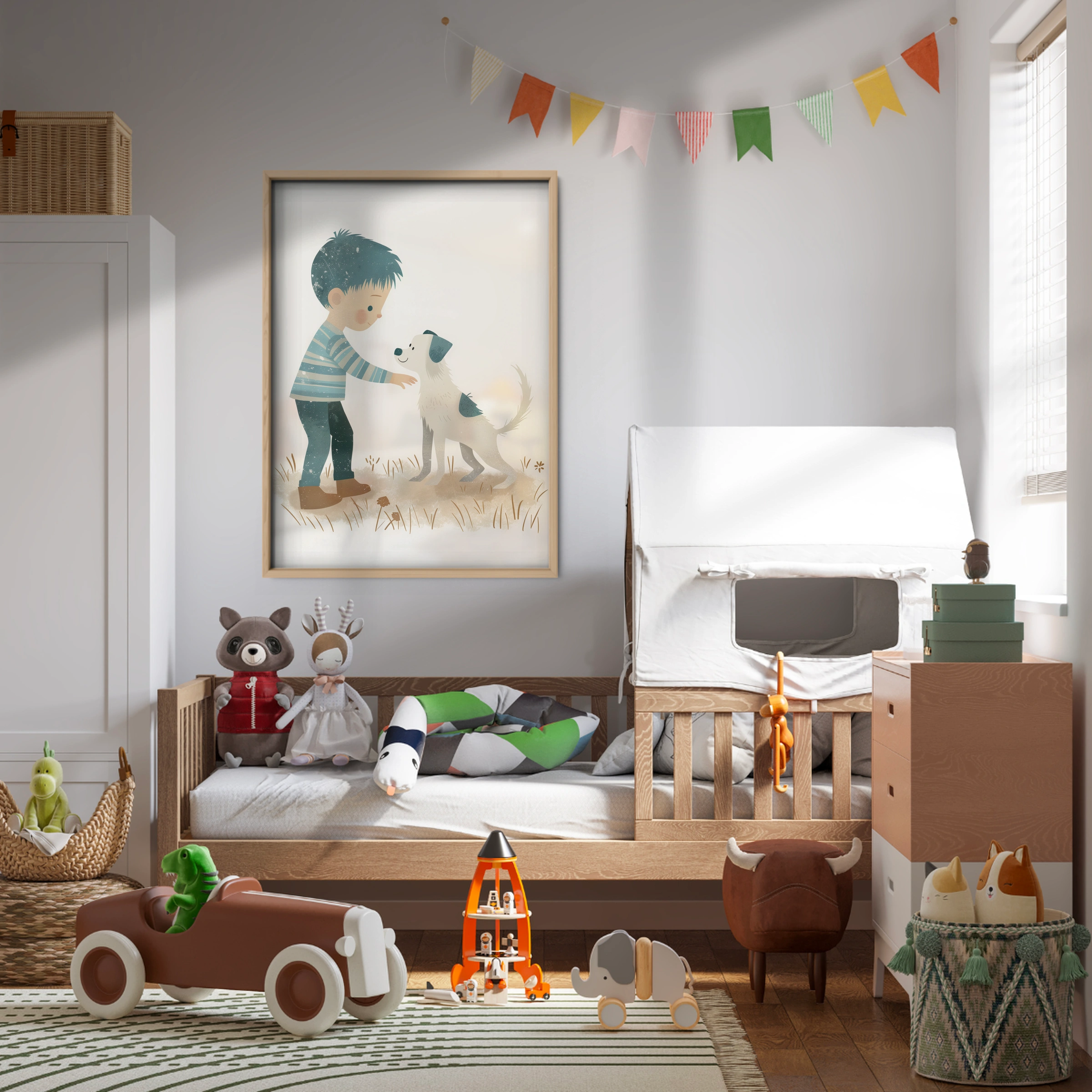 Boy and His Dog Nursery Print