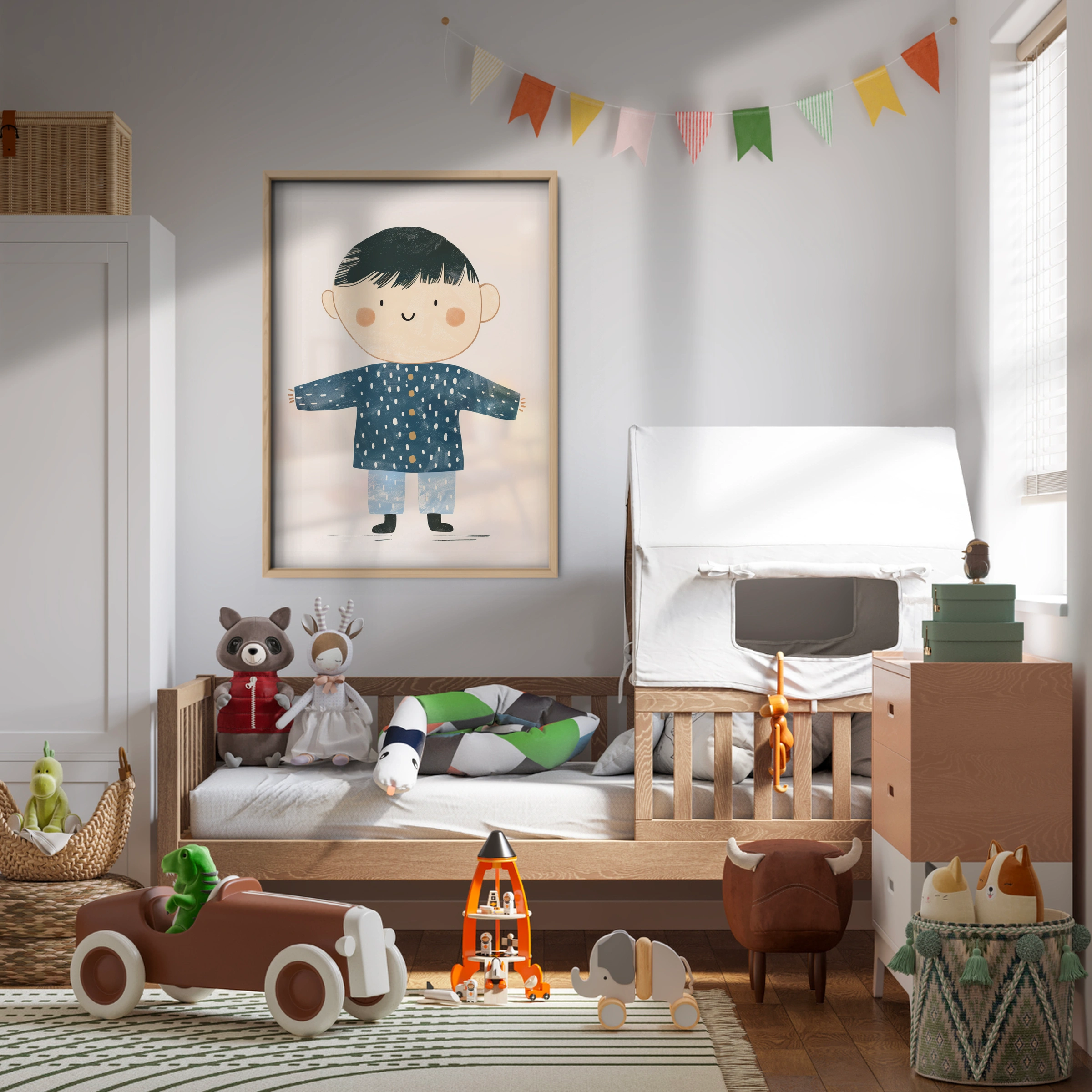 Boy in Pyjamas Nursery Print