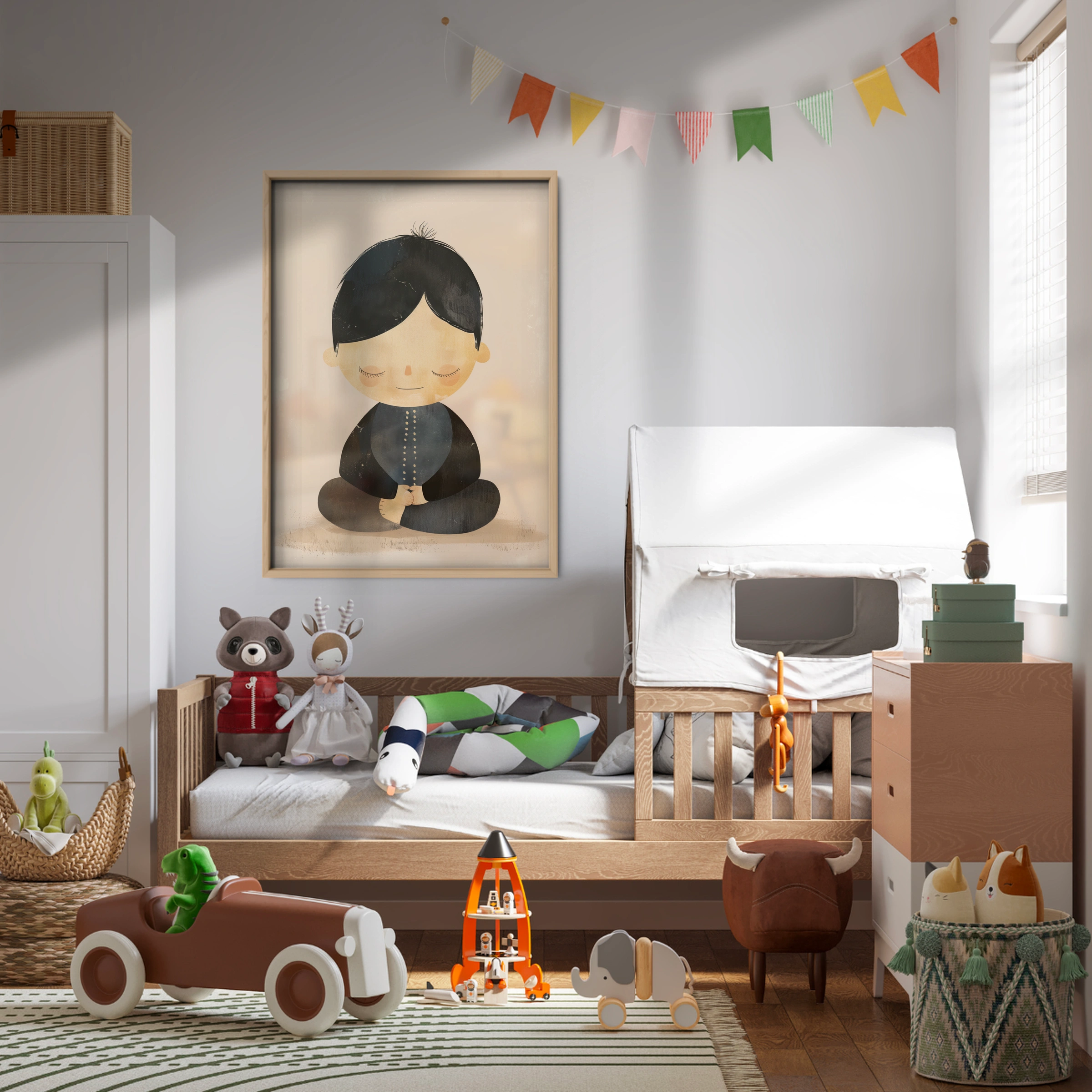 Boy Meditating Nursery Print