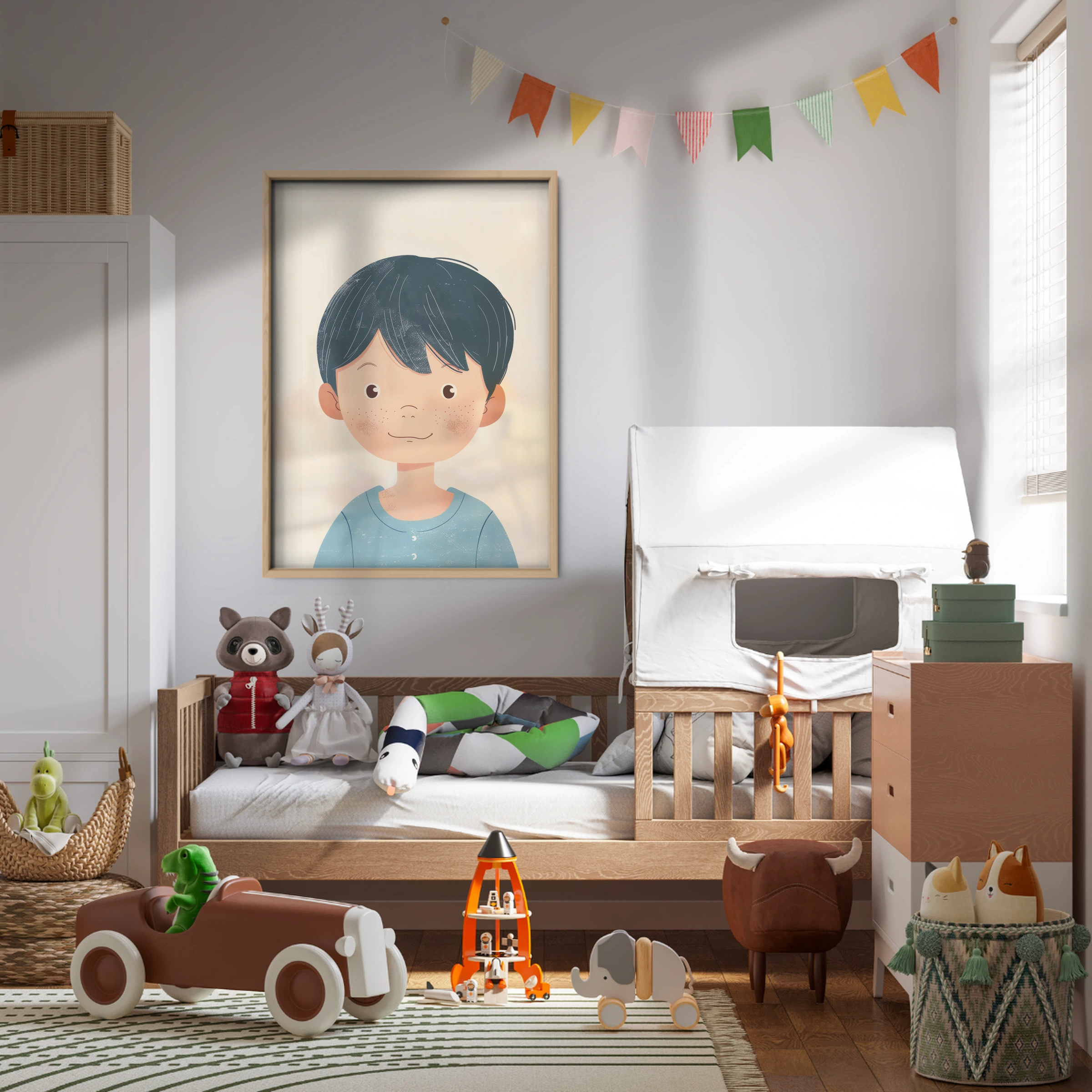 Boy with Dark Hair Nursery Print