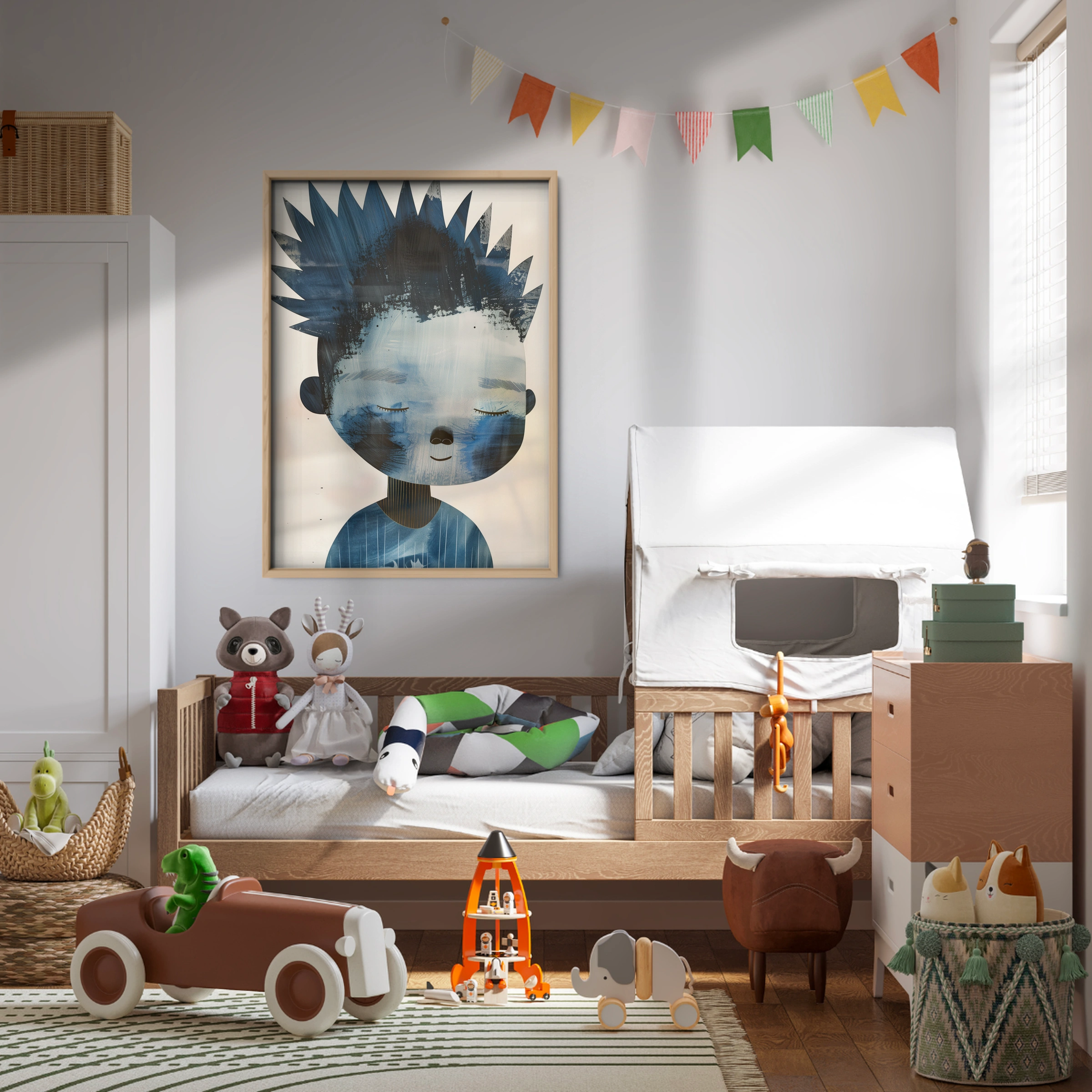 Boy with Spiky Hair Nursery Print