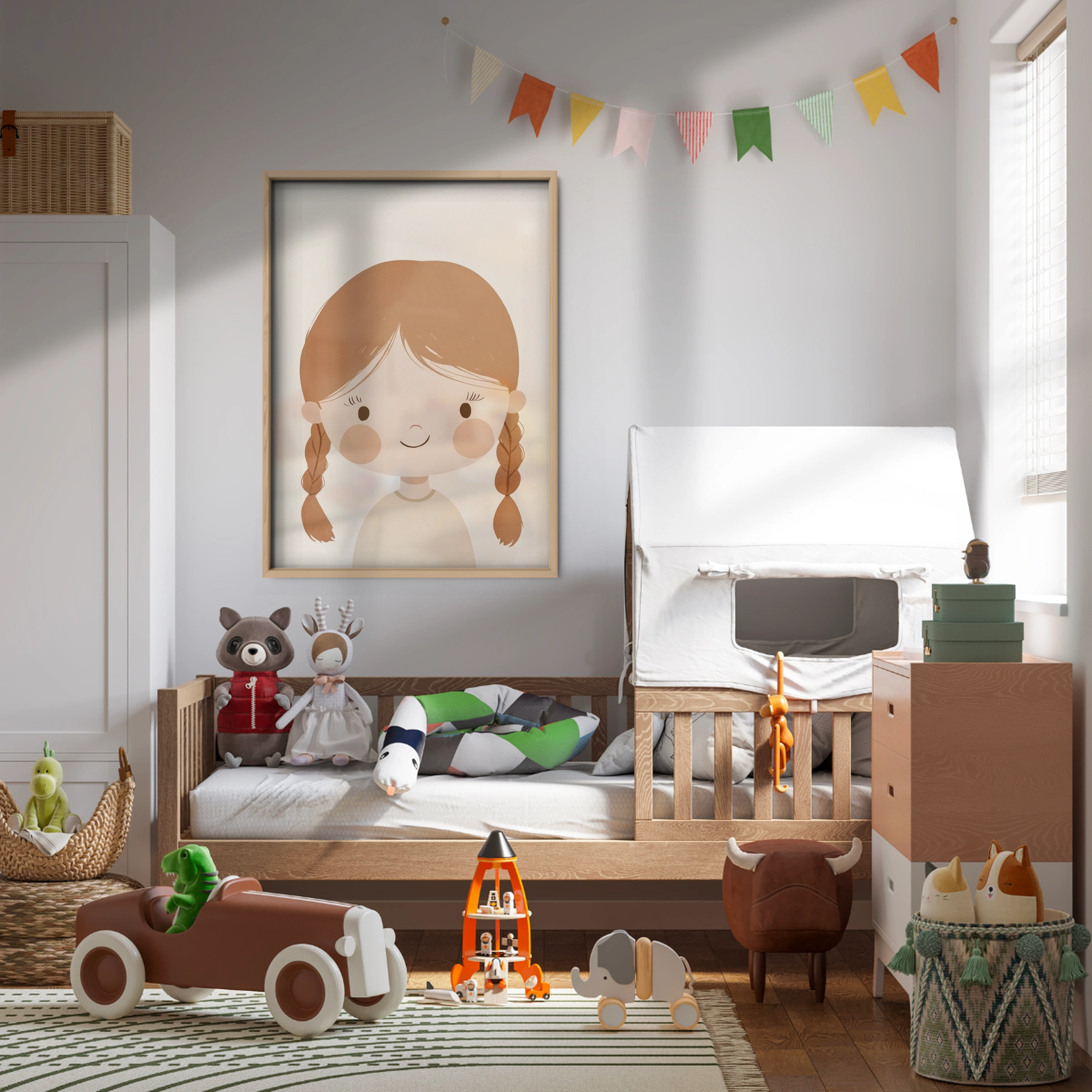 Braided Girl Nursery Print