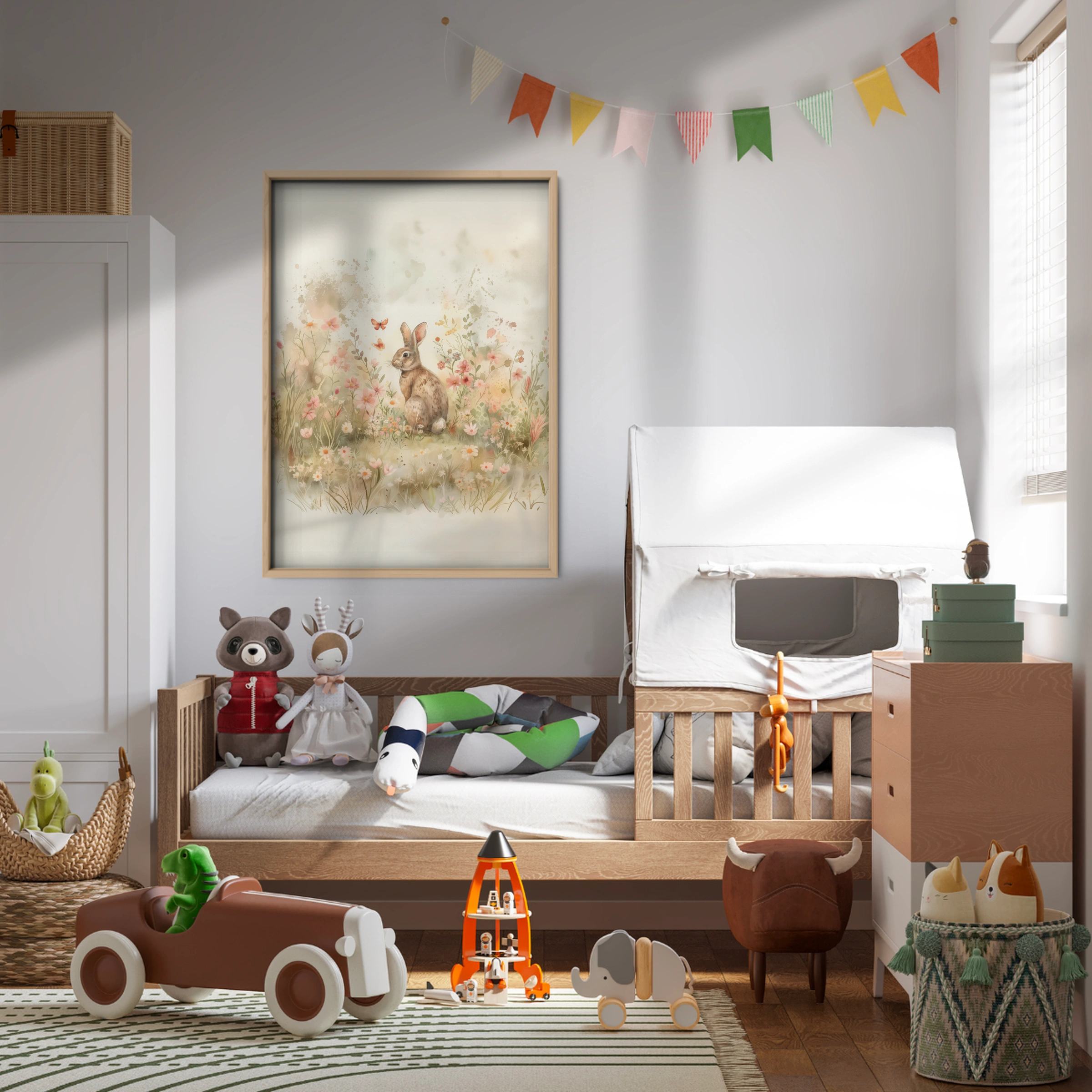 Bunny in a Meadow Nursery Print