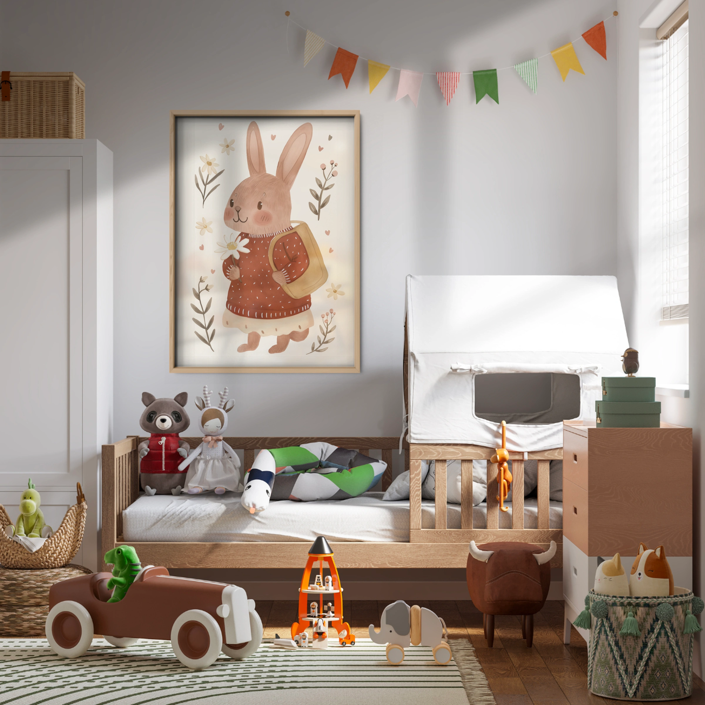 Bunny in a Pinafore Nursery Print
