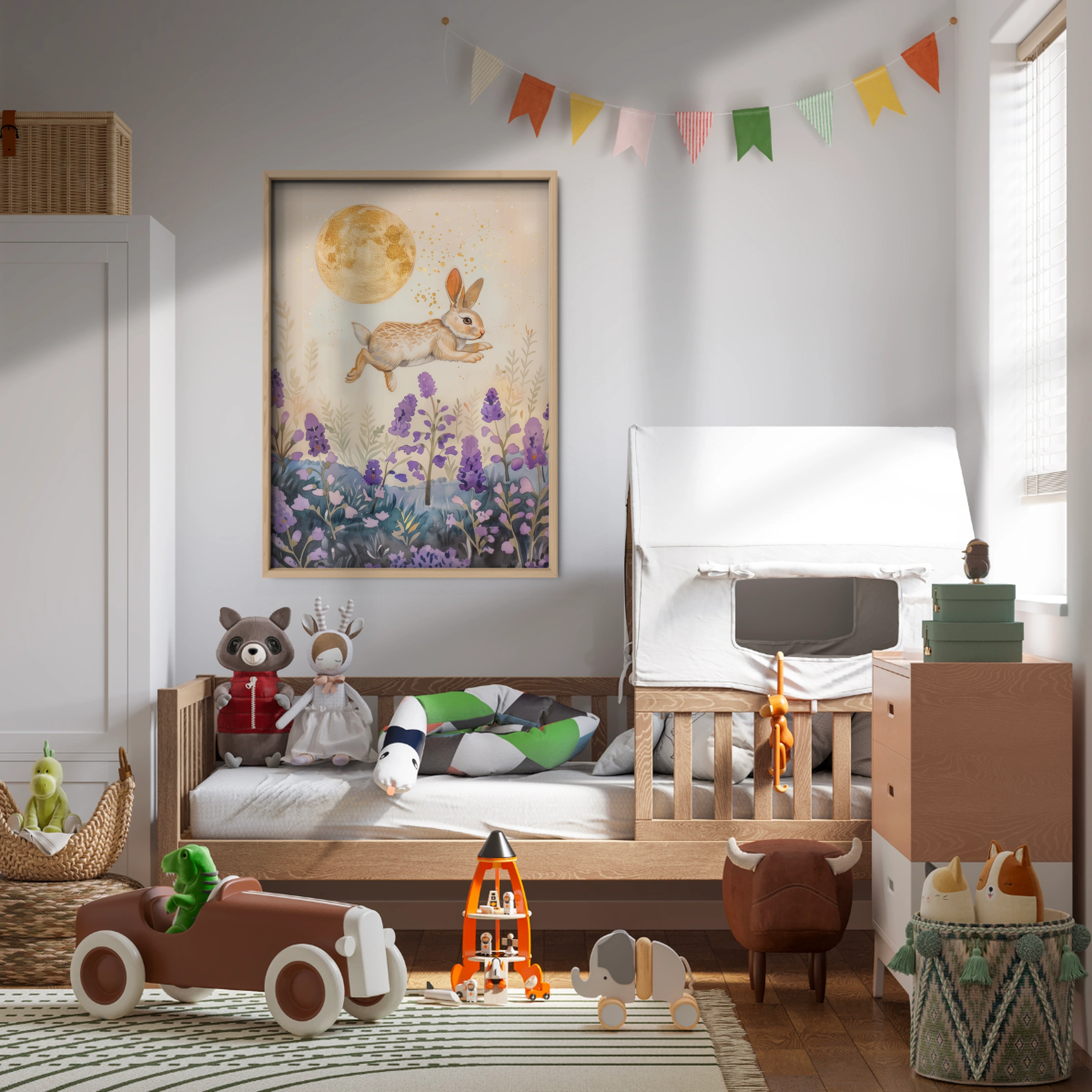 Bunny Under the Moon Nursery Print