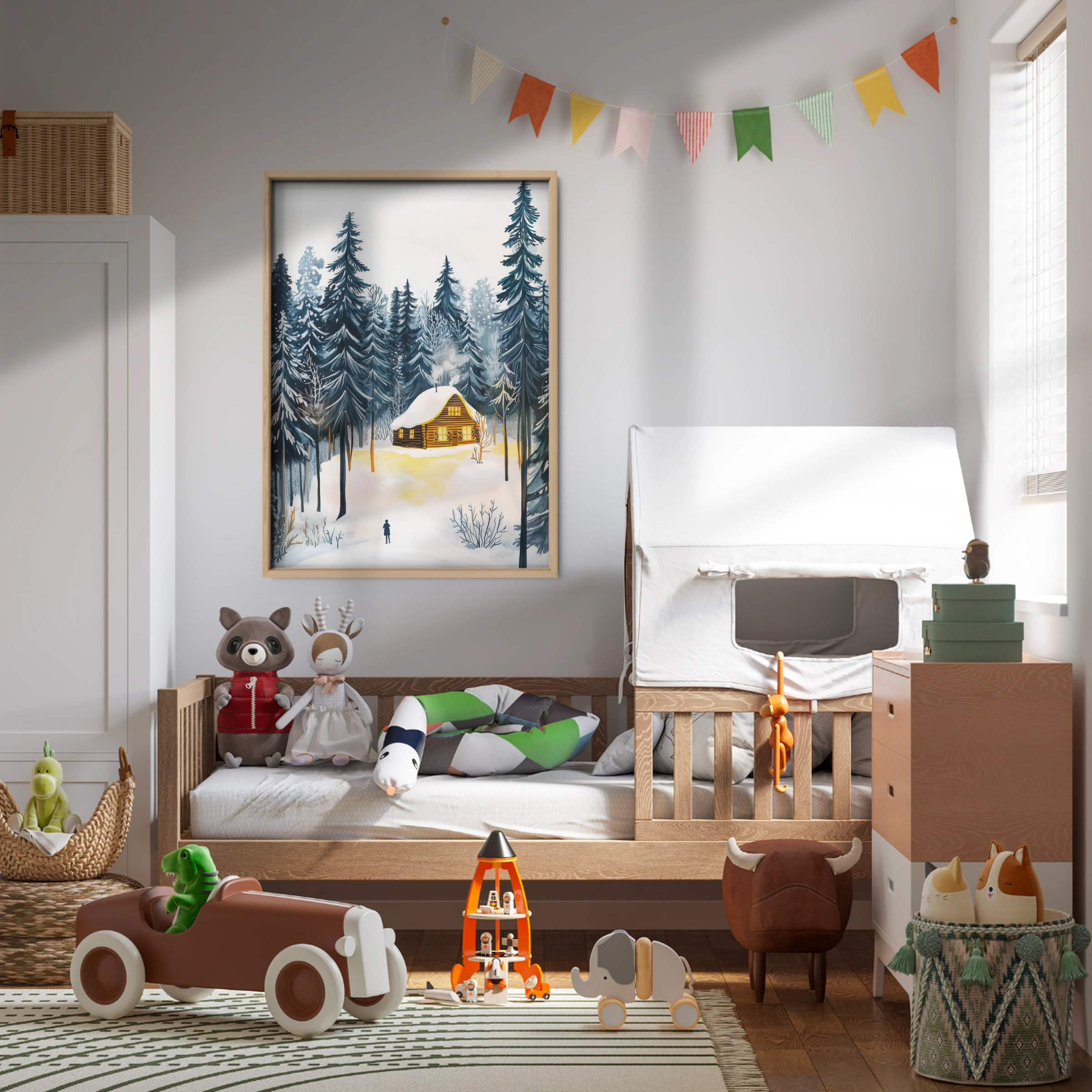 Cabin in the Forest Christmas Print