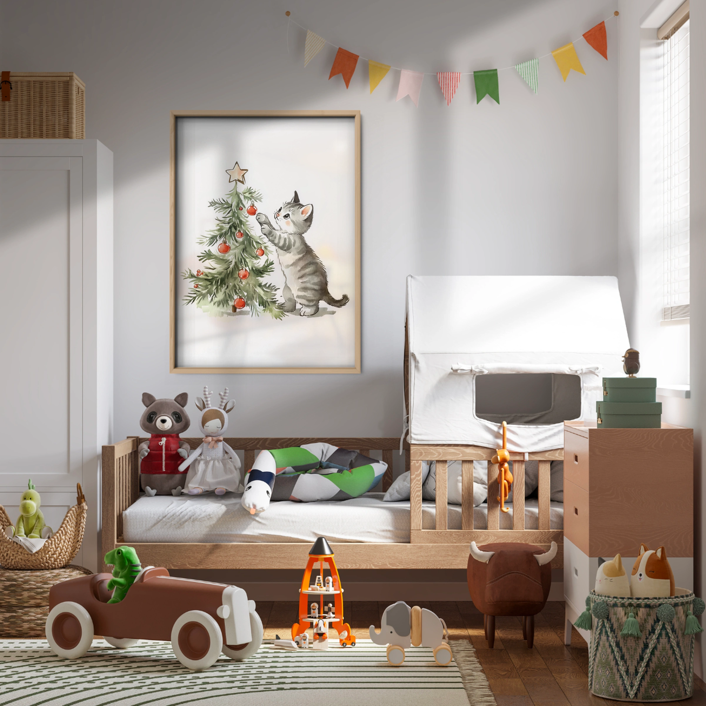 Cat and the Christmas Tree Print