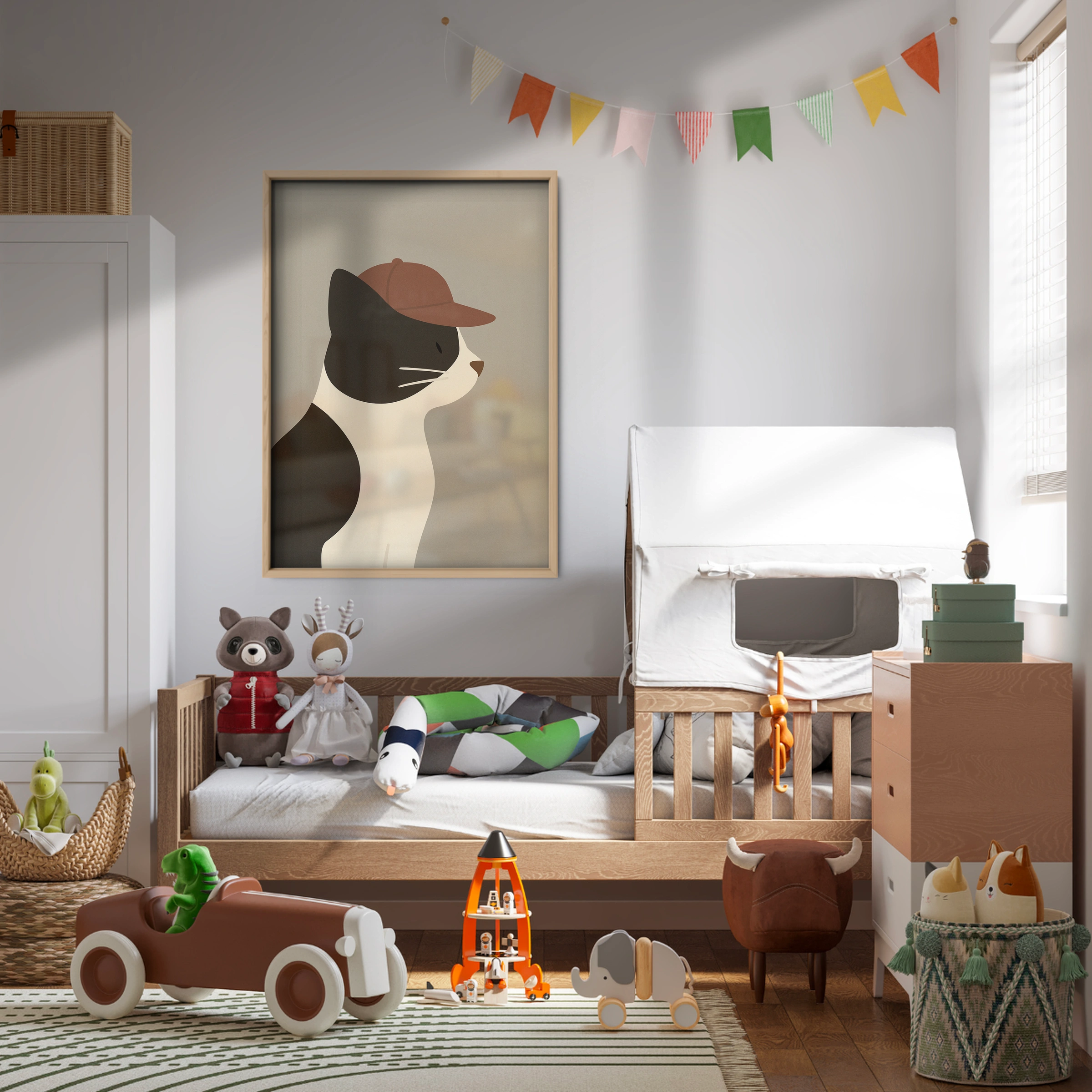 Cat in a Cap Nursery Print