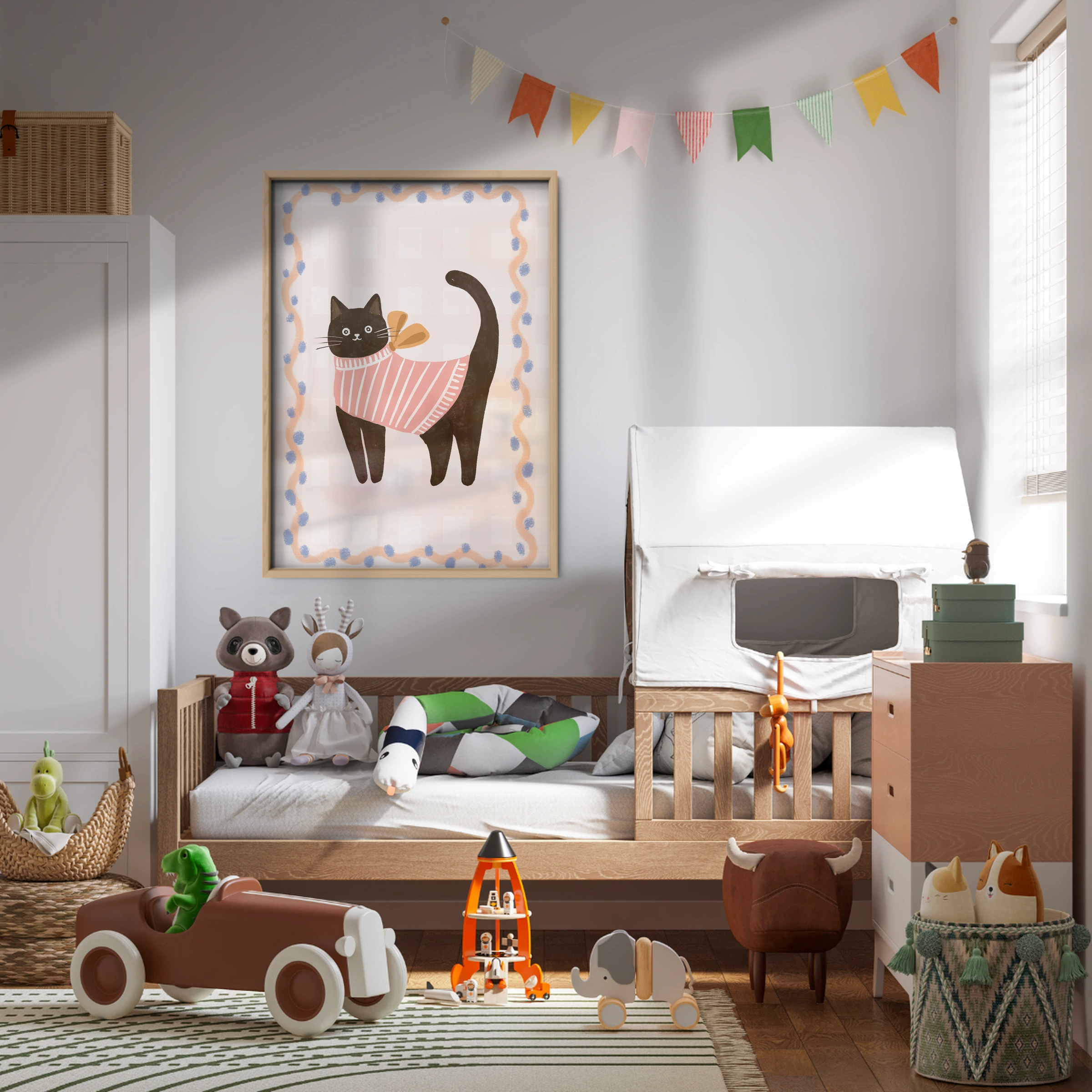 Cat on a Cushion Nursery Print