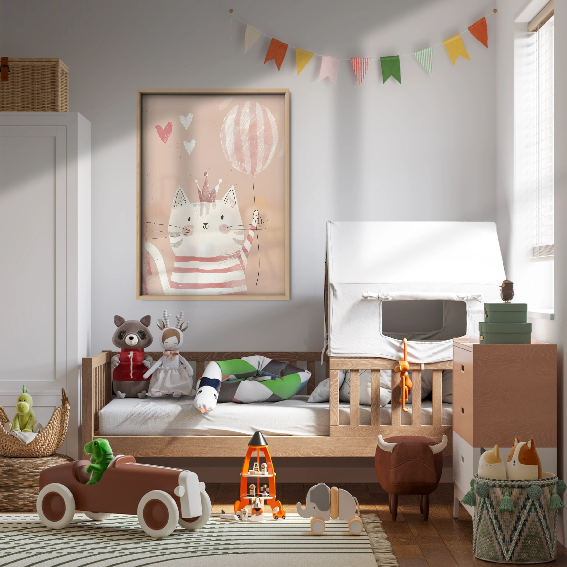 Cat with a Balloon Nursery Print