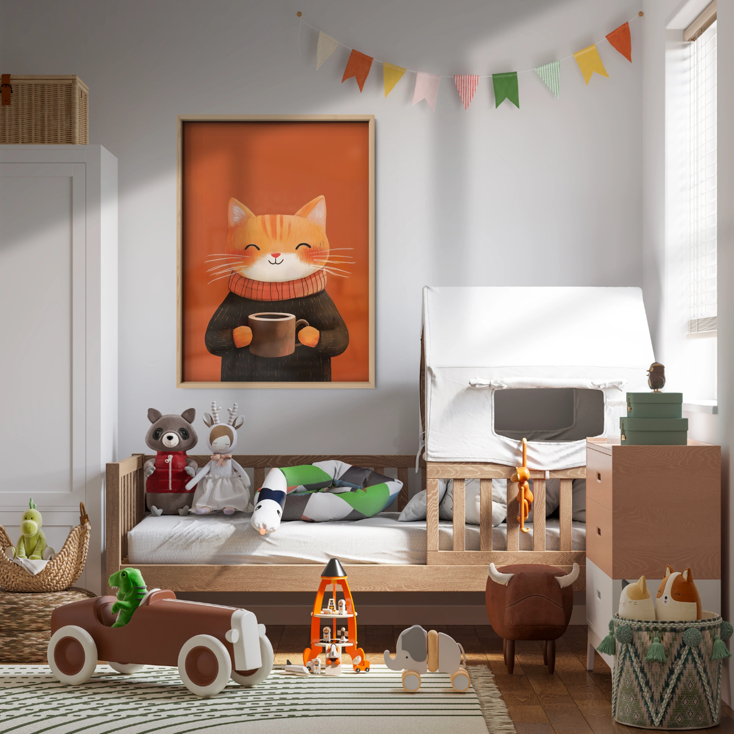 Cat with Cocoa Christmas Print