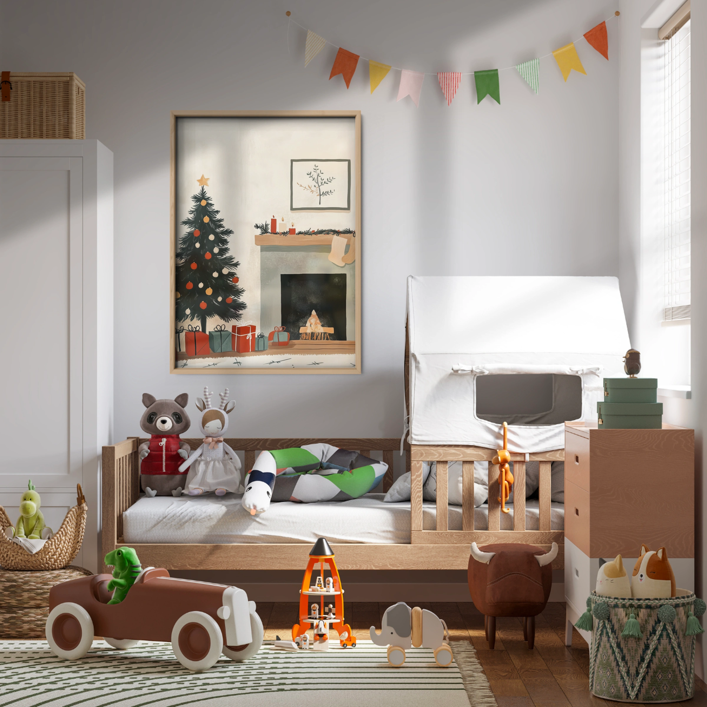 Christmas Tree and Fireplace Print