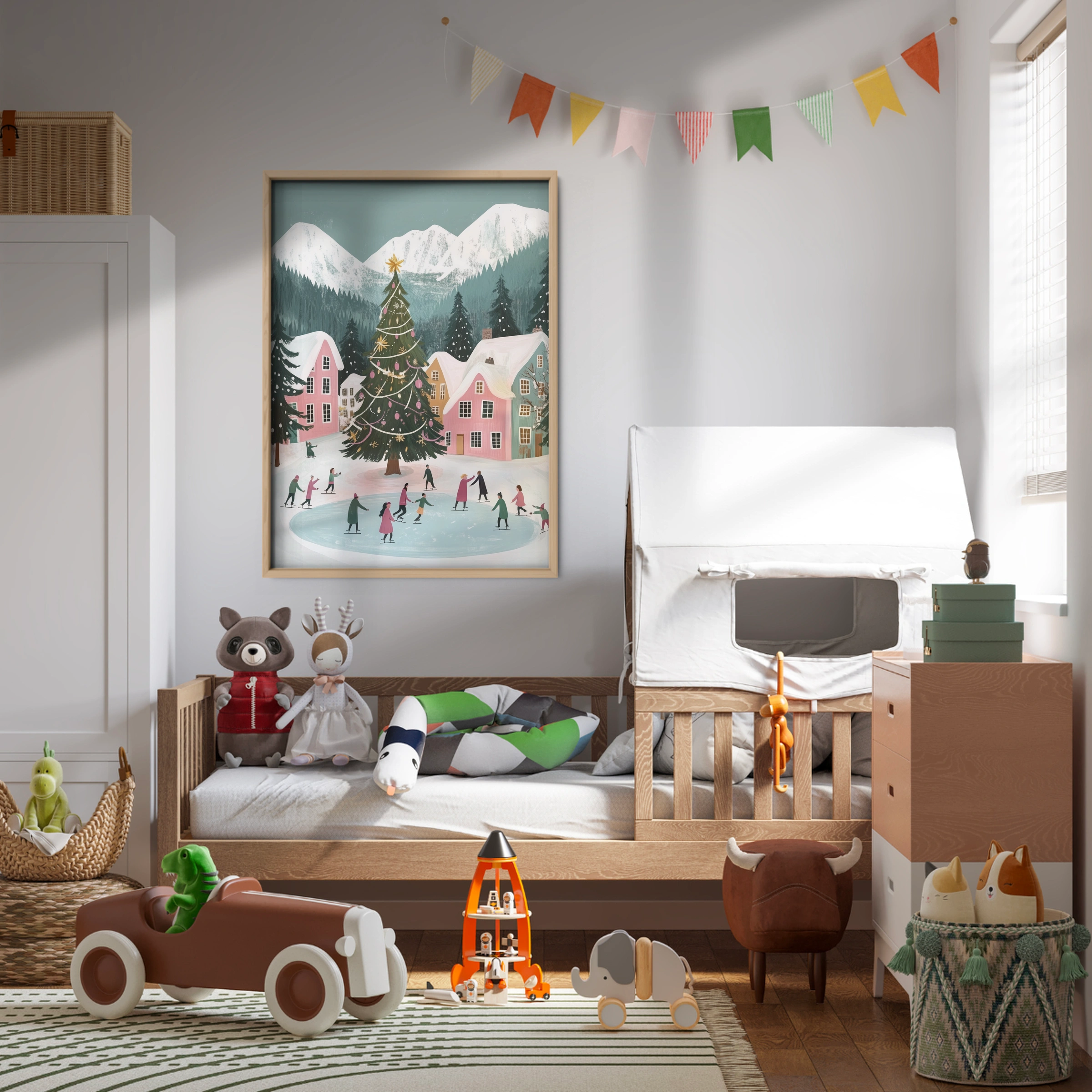 Christmas Village Skating Print