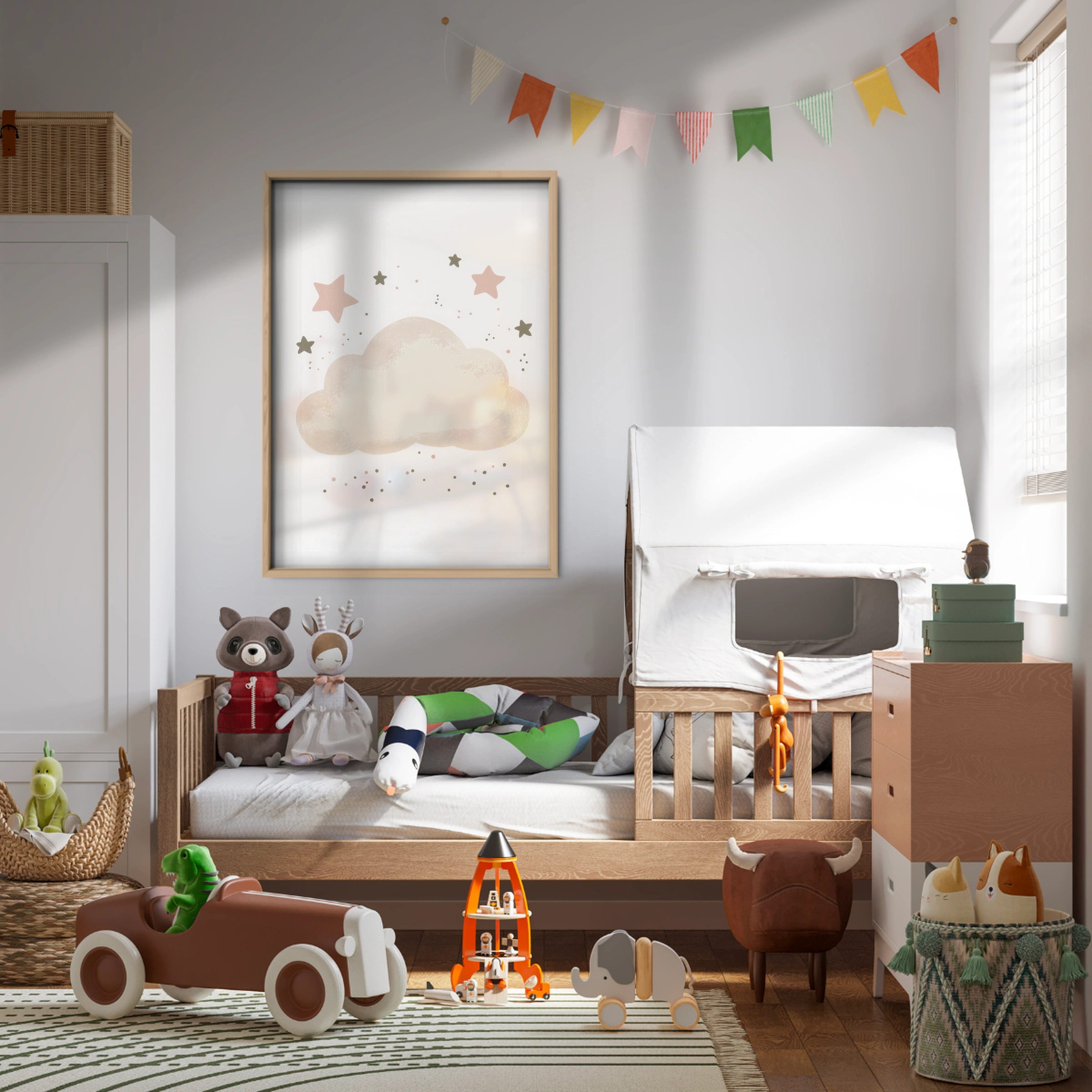 Cloud and Stars Nursery Print